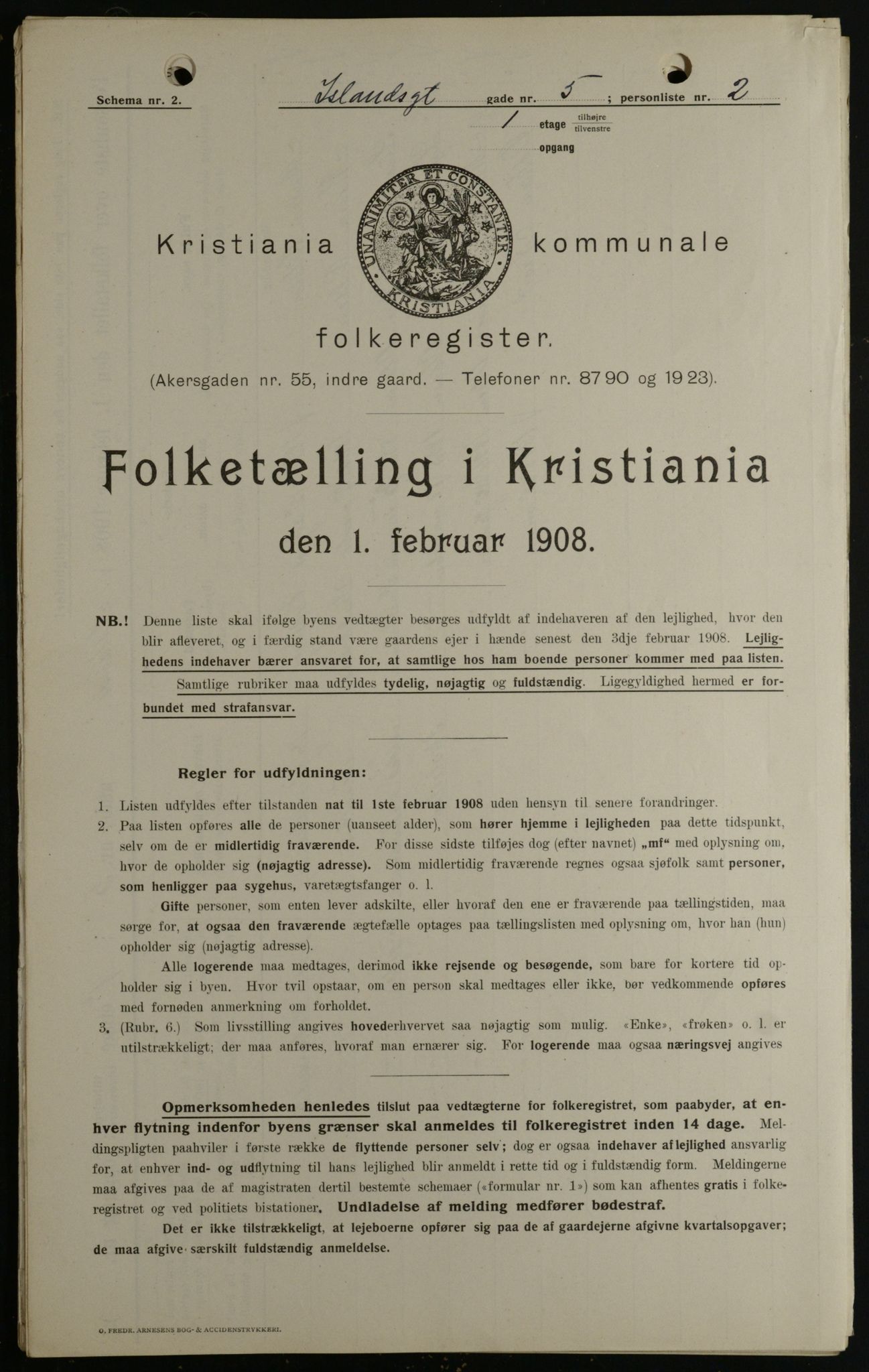 OBA, Kommunal folketelling 1.2.1908 for Kristiania kjøpstad, 1908, s. 39954