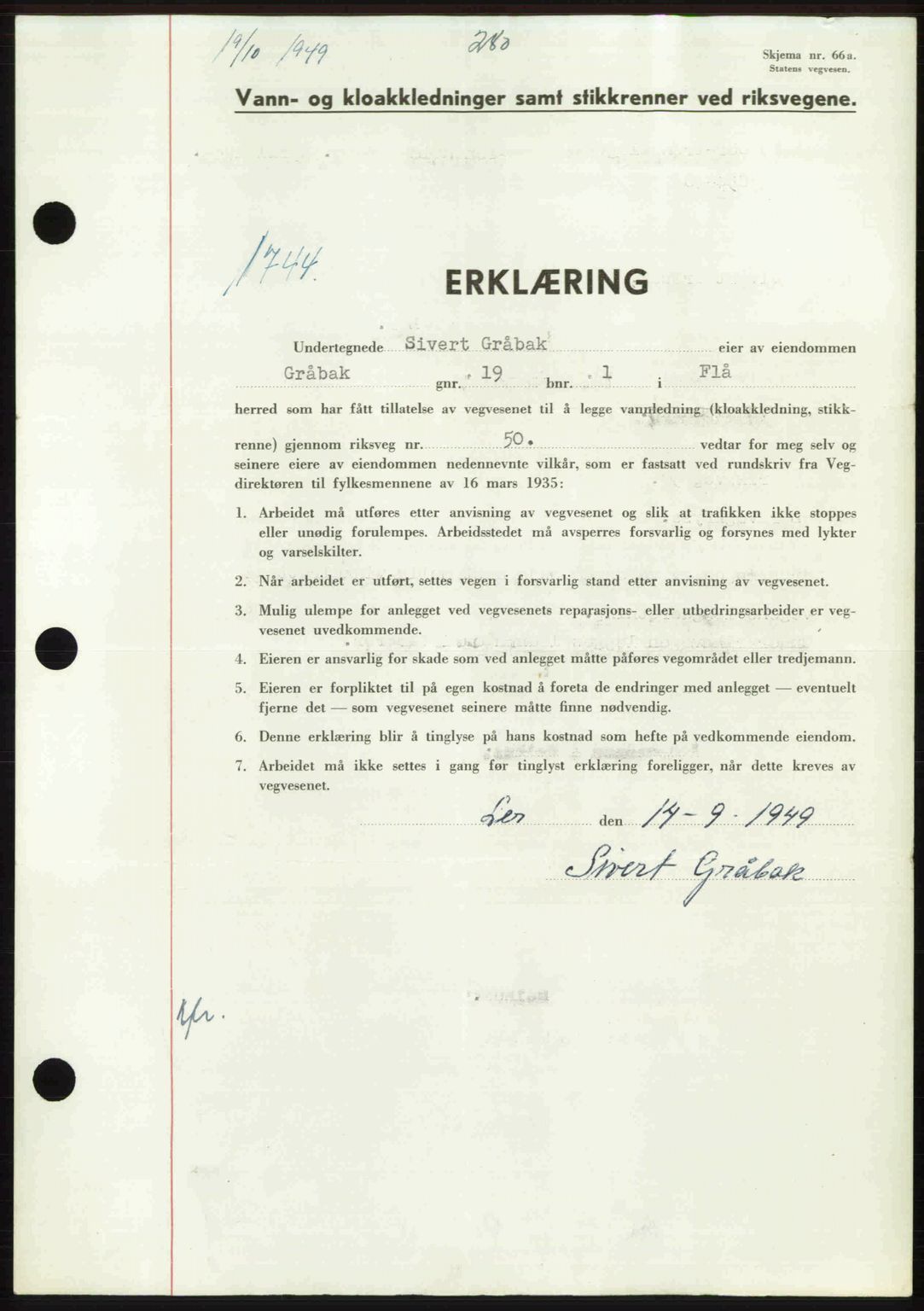 Gauldal sorenskriveri, SAT/A-0014/1/2/2C: Pantebok nr. A8, 1949-1949, Dagboknr: 1744/1949