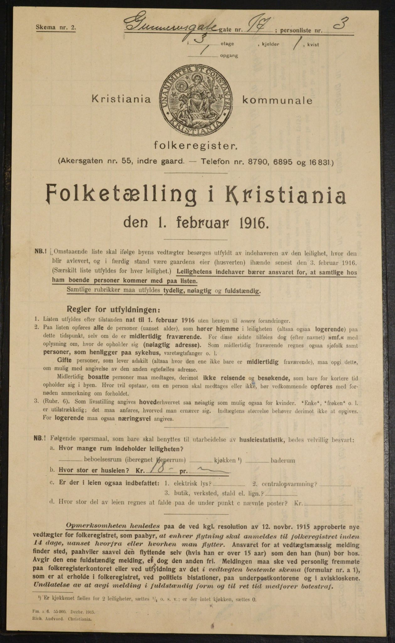 OBA, Kommunal folketelling 1.2.1916 for Kristiania, 1916, s. 5395