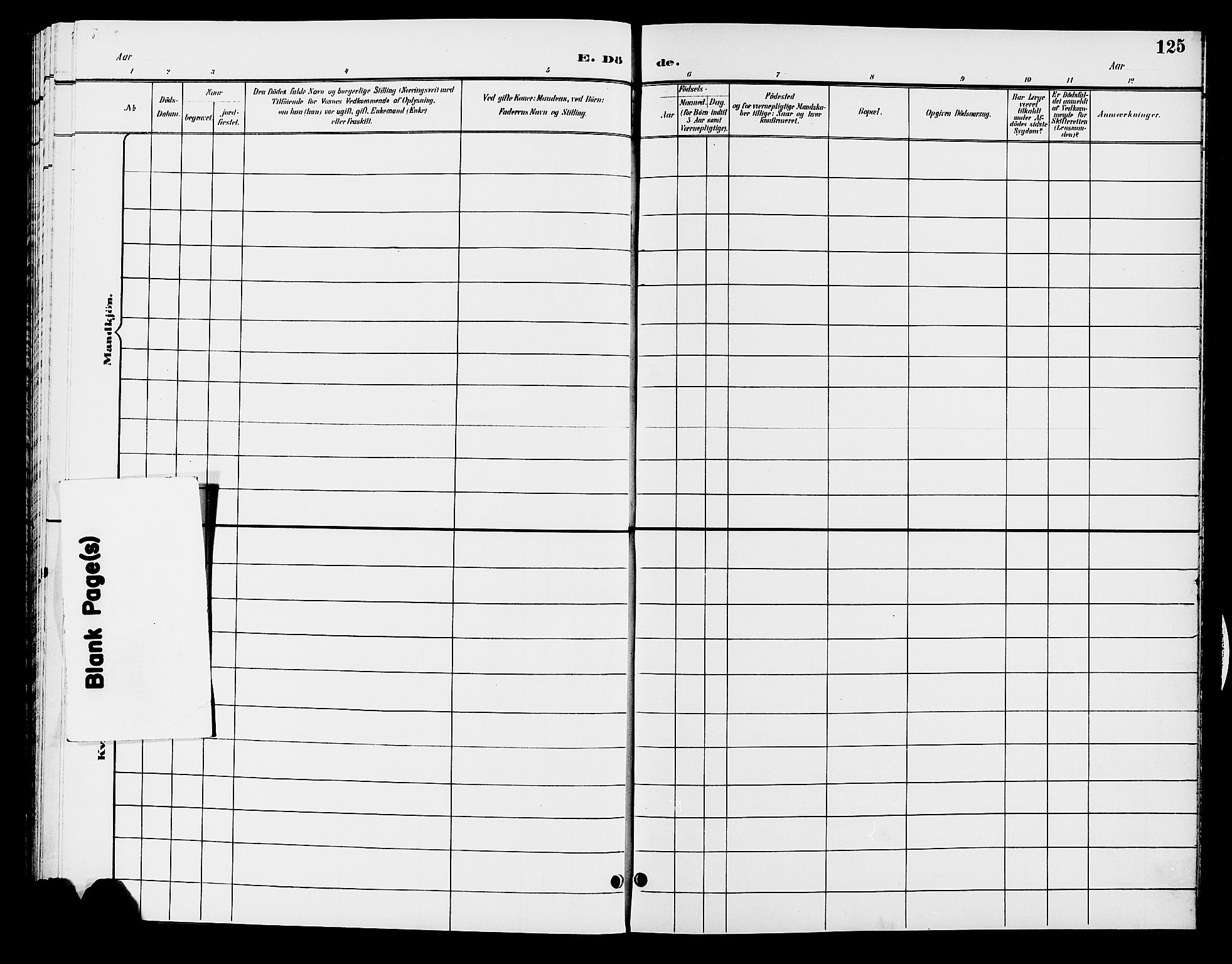 Elverum prestekontor, SAH/PREST-044/H/Ha/Hab/L0007: Klokkerbok nr. 7, 1896-1914, s. 125