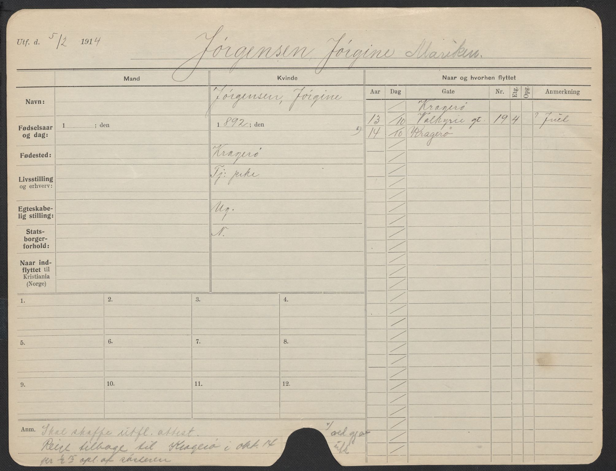 Oslo folkeregister, Registerkort, AV/SAO-A-11715/F/Fa/Fac/L0018: Kvinner, 1906-1914, s. 700a