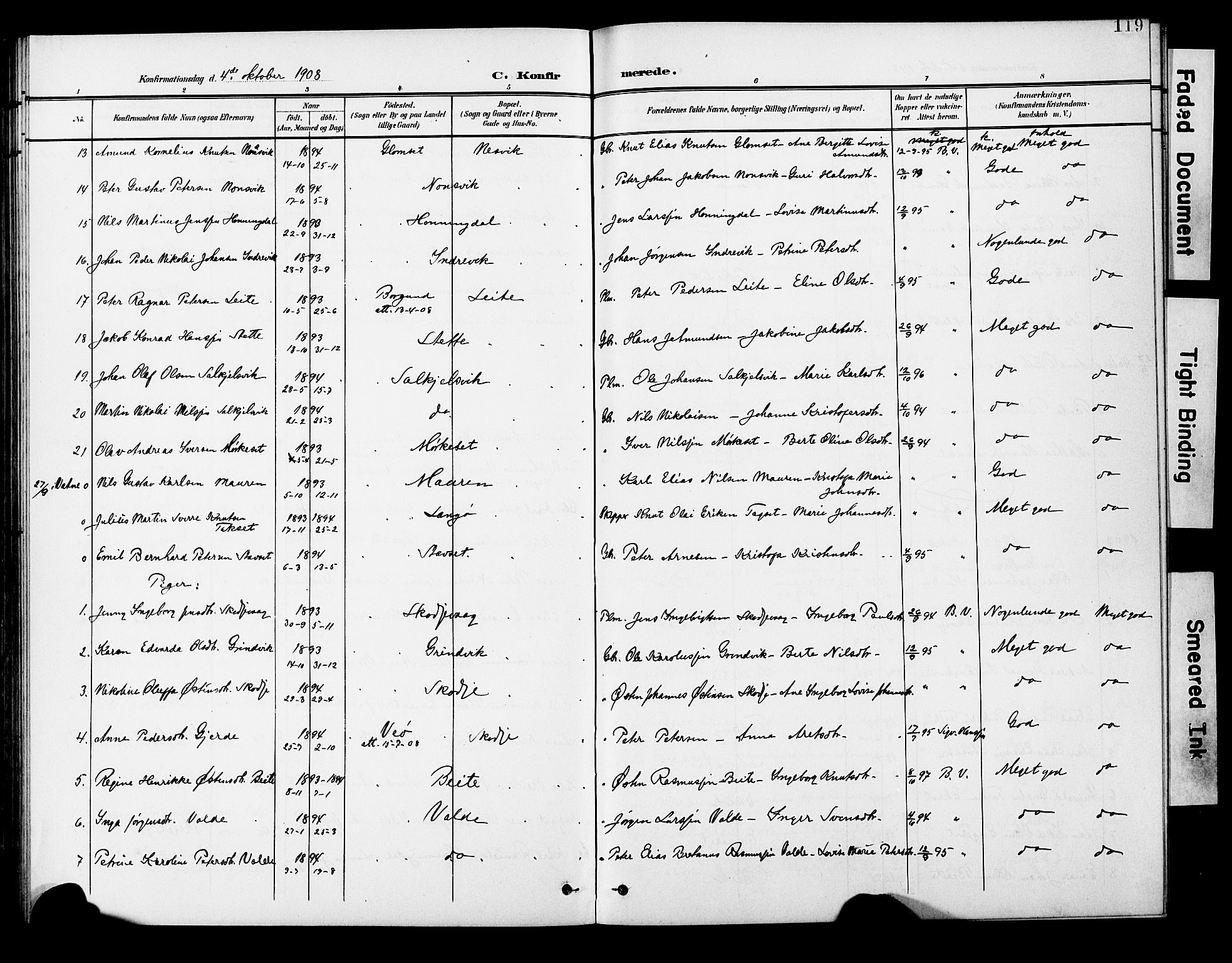 Ministerialprotokoller, klokkerbøker og fødselsregistre - Møre og Romsdal, AV/SAT-A-1454/524/L0366: Klokkerbok nr. 524C07, 1900-1931, s. 119