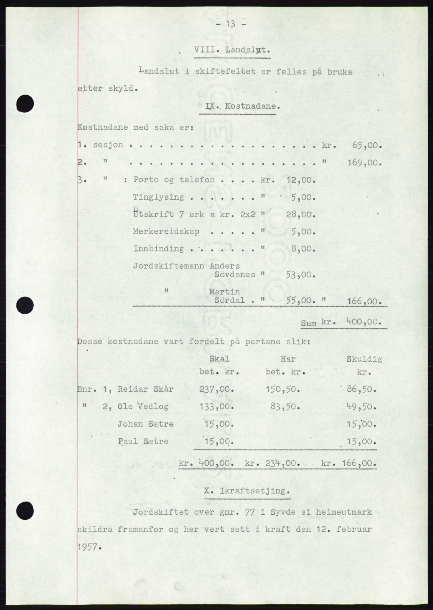 Søre Sunnmøre sorenskriveri, AV/SAT-A-4122/1/2/2C/L0105: Pantebok nr. 31A, 1956-1957, Dagboknr: 212/1957