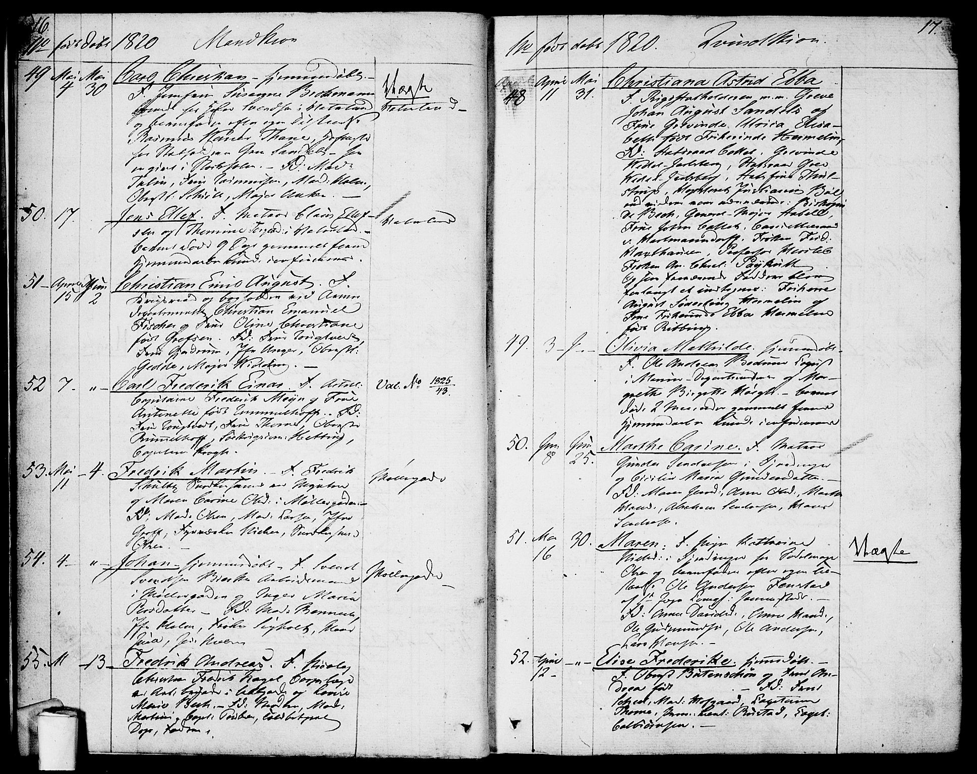 Garnisonsmenigheten Kirkebøker, AV/SAO-A-10846/F/Fa/L0004: Ministerialbok nr. 4, 1820-1828, s. 16-17
