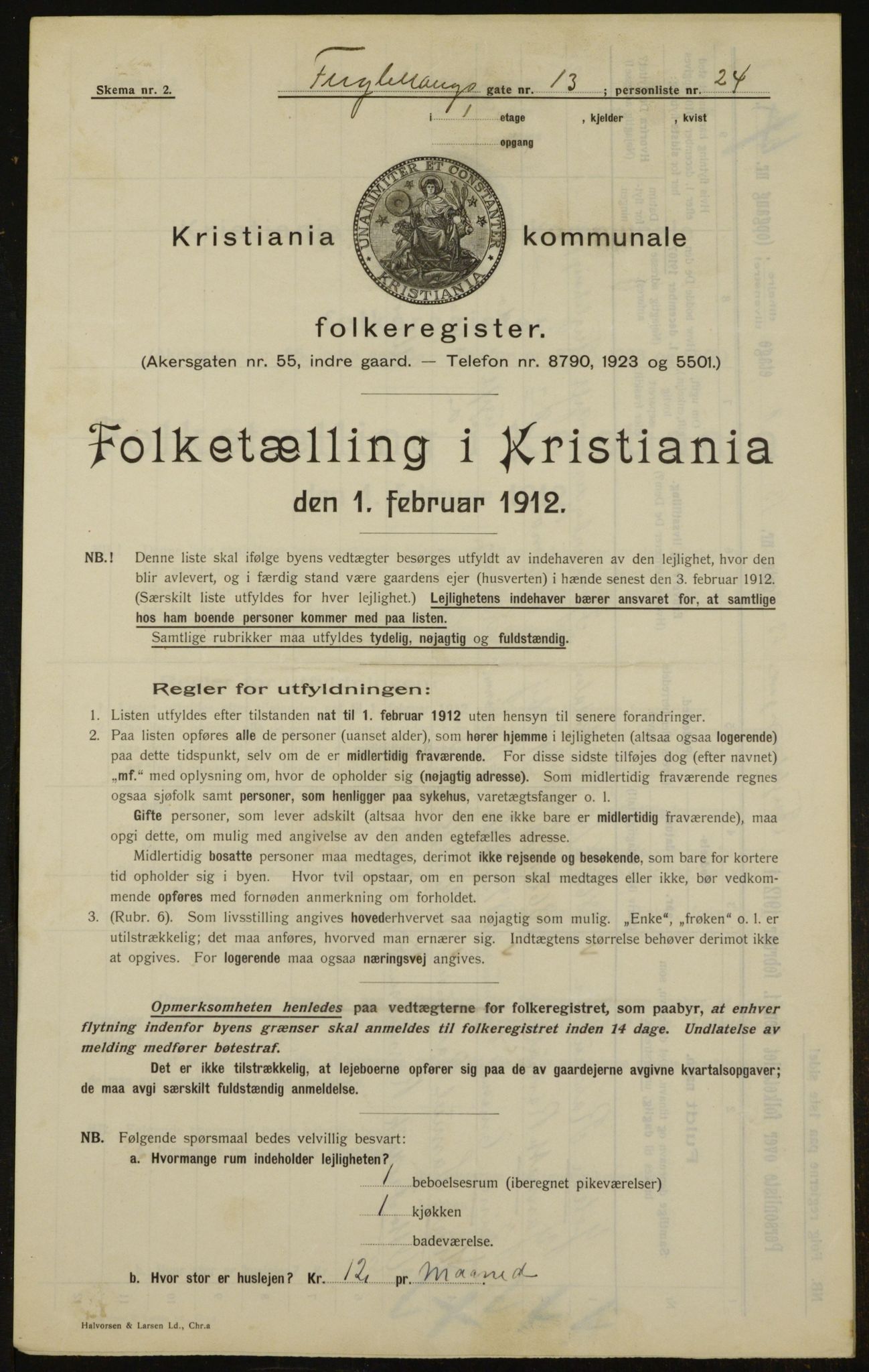 OBA, Kommunal folketelling 1.2.1912 for Kristiania, 1912, s. 28316