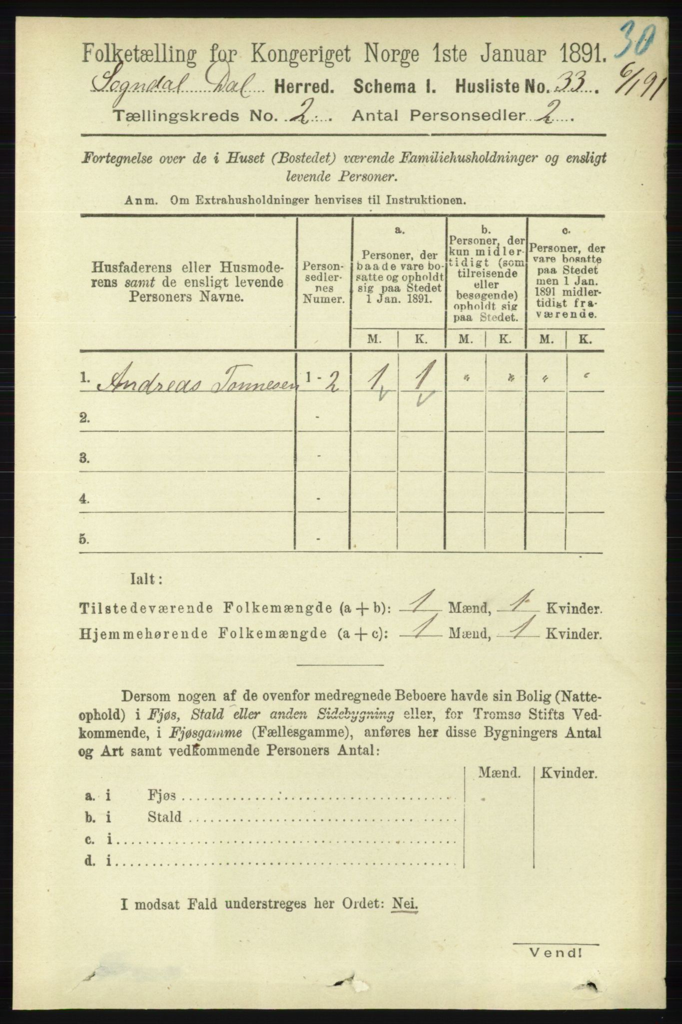 RA, Folketelling 1891 for 1111 Sokndal herred, 1891, s. 463