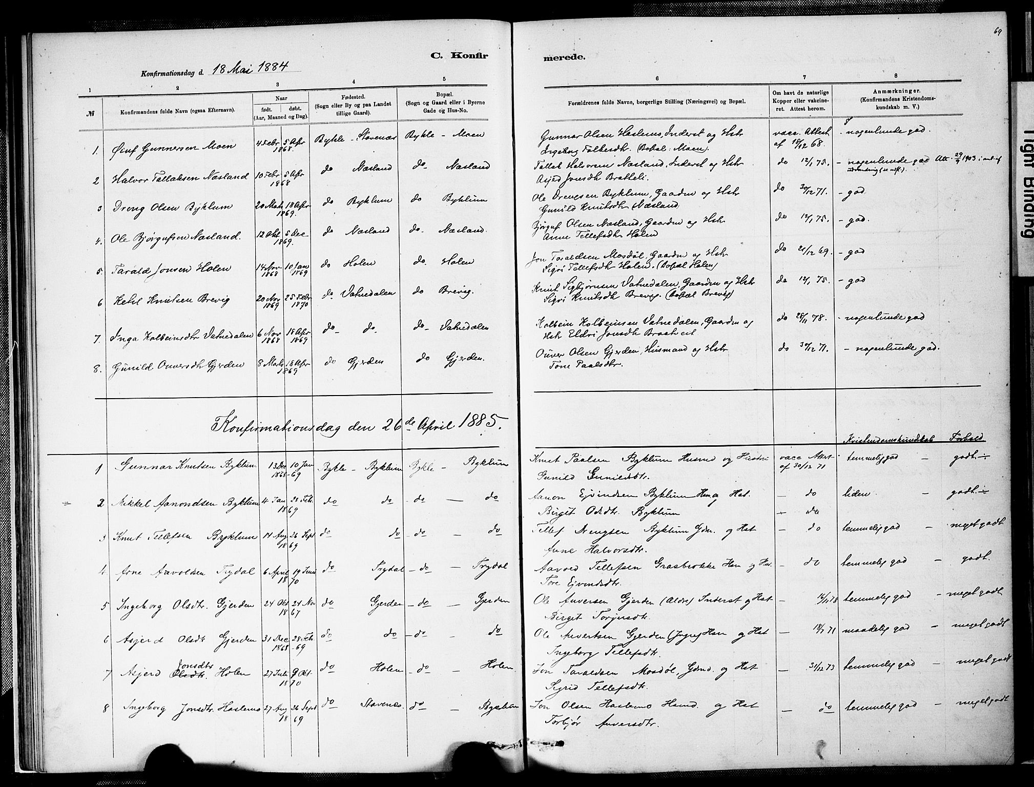Valle sokneprestkontor, AV/SAK-1111-0044/F/Fa/Faa/L0001: Ministerialbok nr. A 1, 1882-1907, s. 69