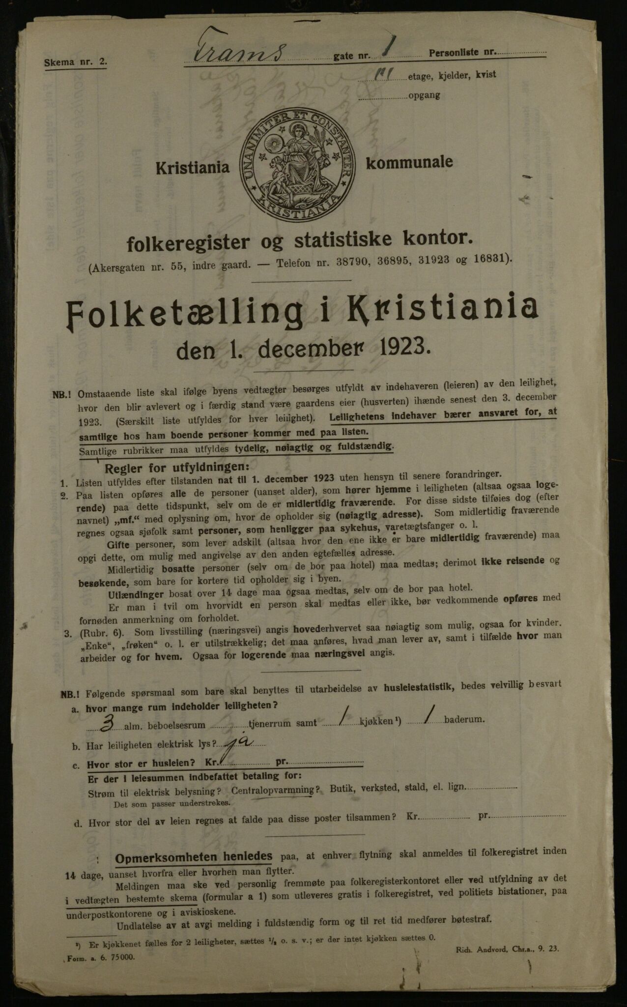 OBA, Kommunal folketelling 1.12.1923 for Kristiania, 1923, s. 28495