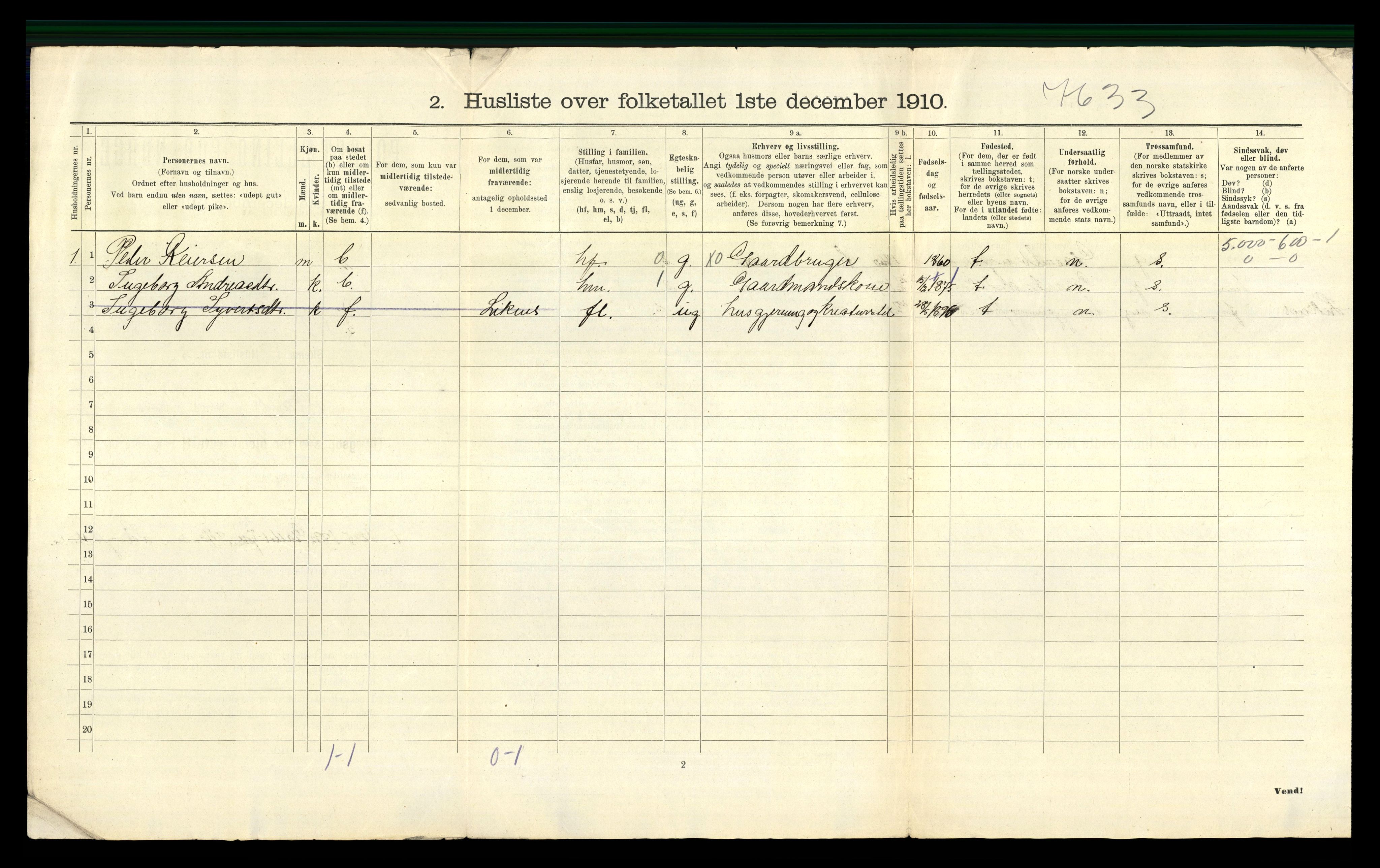 RA, Folketelling 1910 for 1036 Fjotland herred, 1910, s. 39