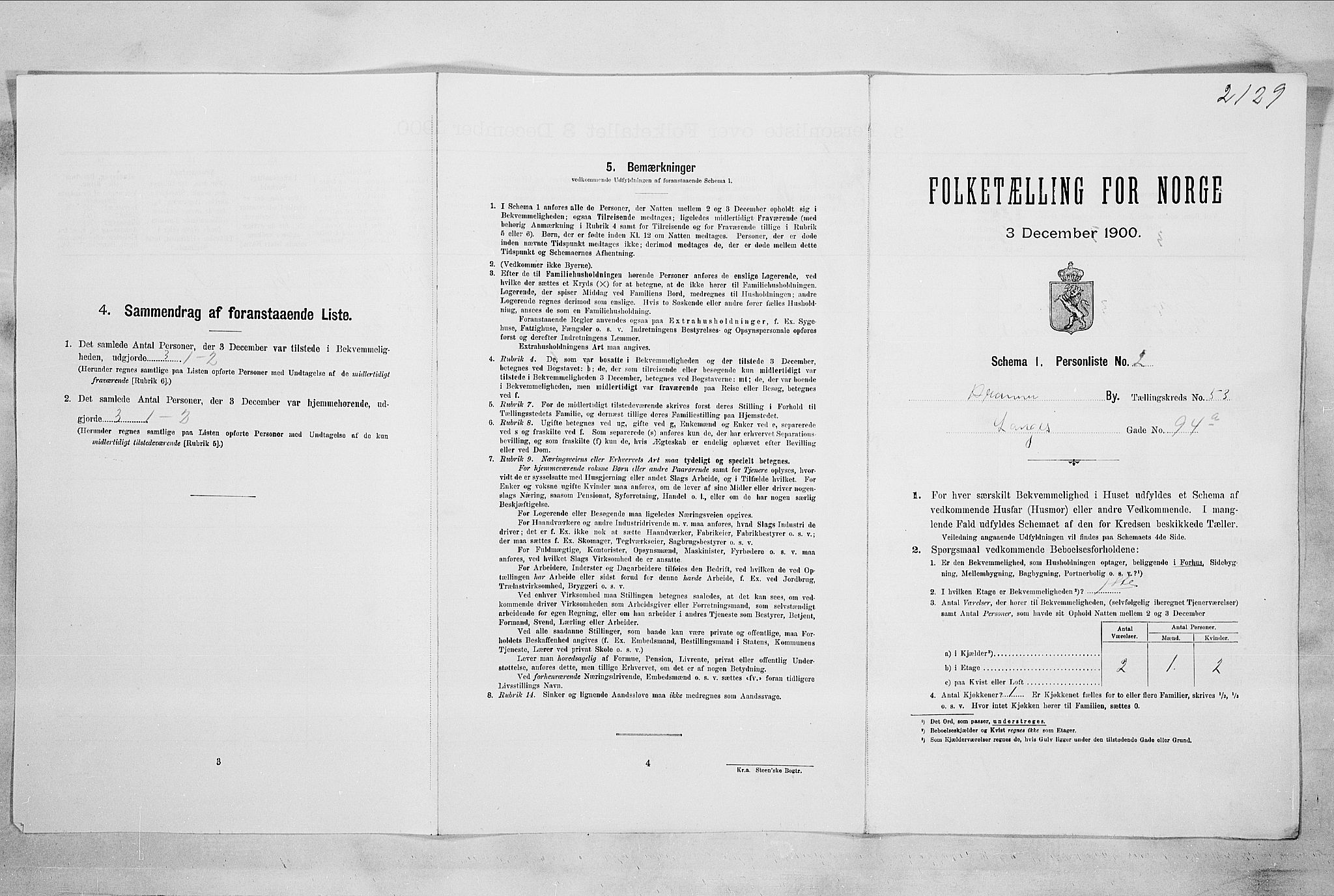 RA, Folketelling 1900 for 0602 Drammen kjøpstad, 1900, s. 9128