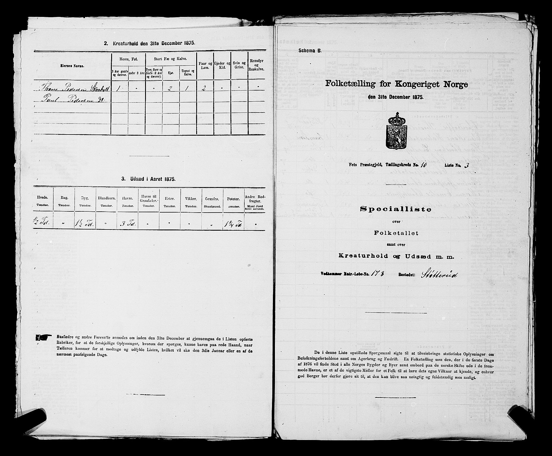 RA, Folketelling 1875 for 0227P Fet prestegjeld, 1875, s. 1351