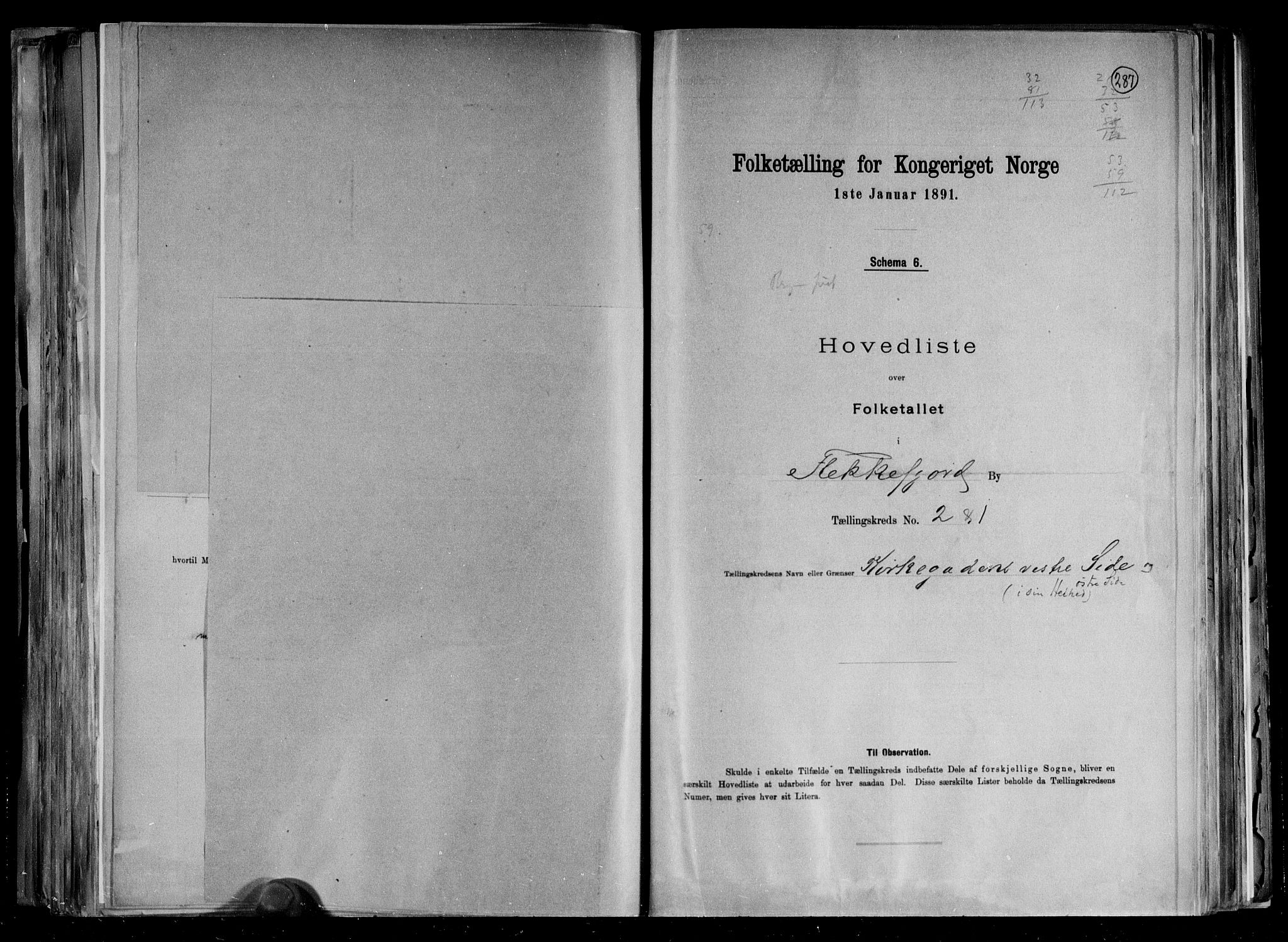 RA, Folketelling 1891 for 1004 Flekkefjord kjøpstad, 1891, s. 6