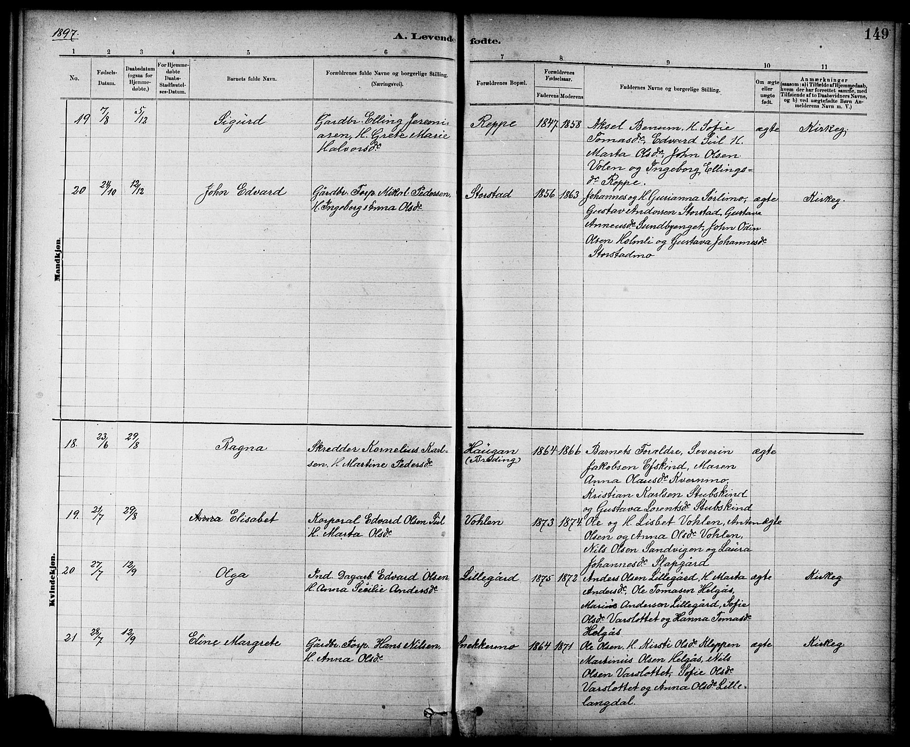 Ministerialprotokoller, klokkerbøker og fødselsregistre - Nord-Trøndelag, SAT/A-1458/724/L0267: Klokkerbok nr. 724C03, 1879-1898, s. 149
