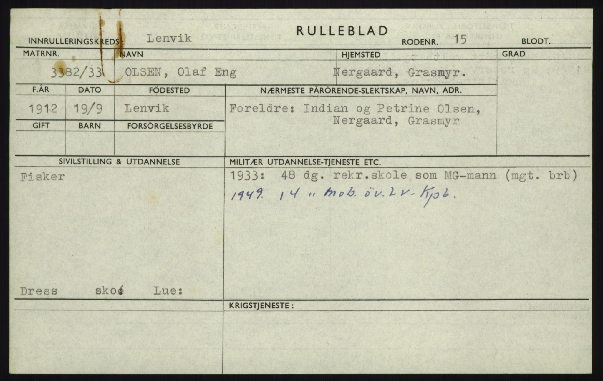 Forsvaret, Troms infanteriregiment nr. 16, AV/RA-RAFA-3146/P/Pa/L0017: Rulleblad for regimentets menige mannskaper, årsklasse 1933, 1933, s. 959