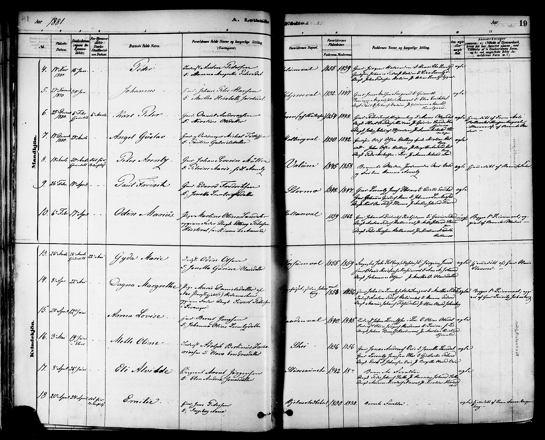 Ministerialprotokoller, klokkerbøker og fødselsregistre - Nord-Trøndelag, SAT/A-1458/717/L0159: Ministerialbok nr. 717A09, 1878-1898, s. 19
