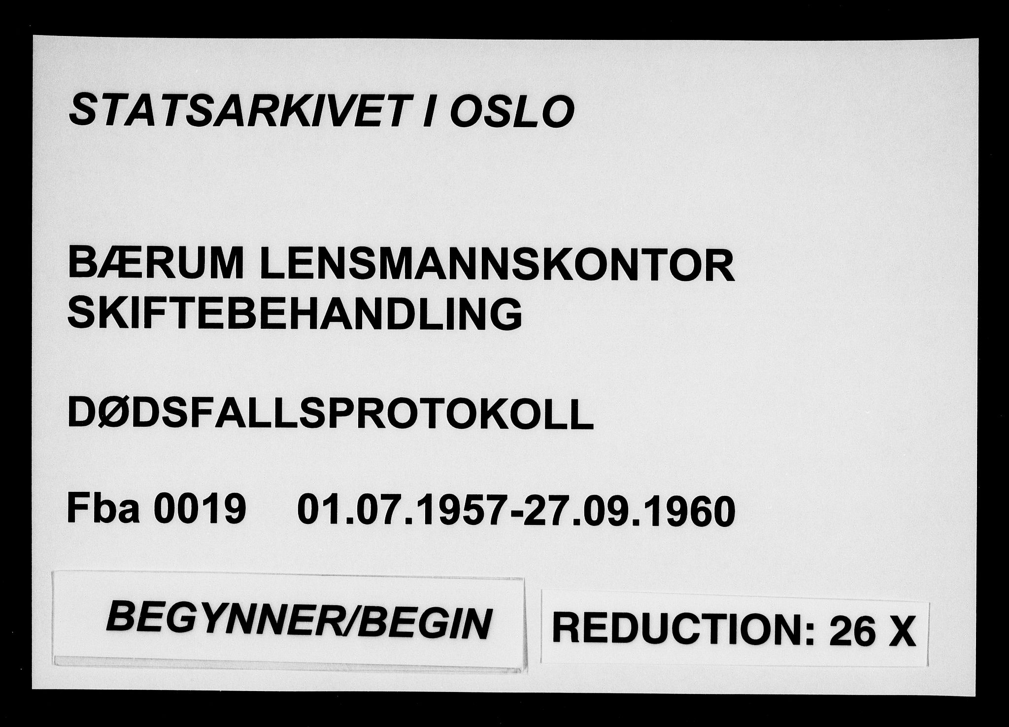 Bærum lensmannskontor, SAO/A-10277/H/Ha/Haa/L0019: Dødsanmeldelsesprotokoll, 1957-1960