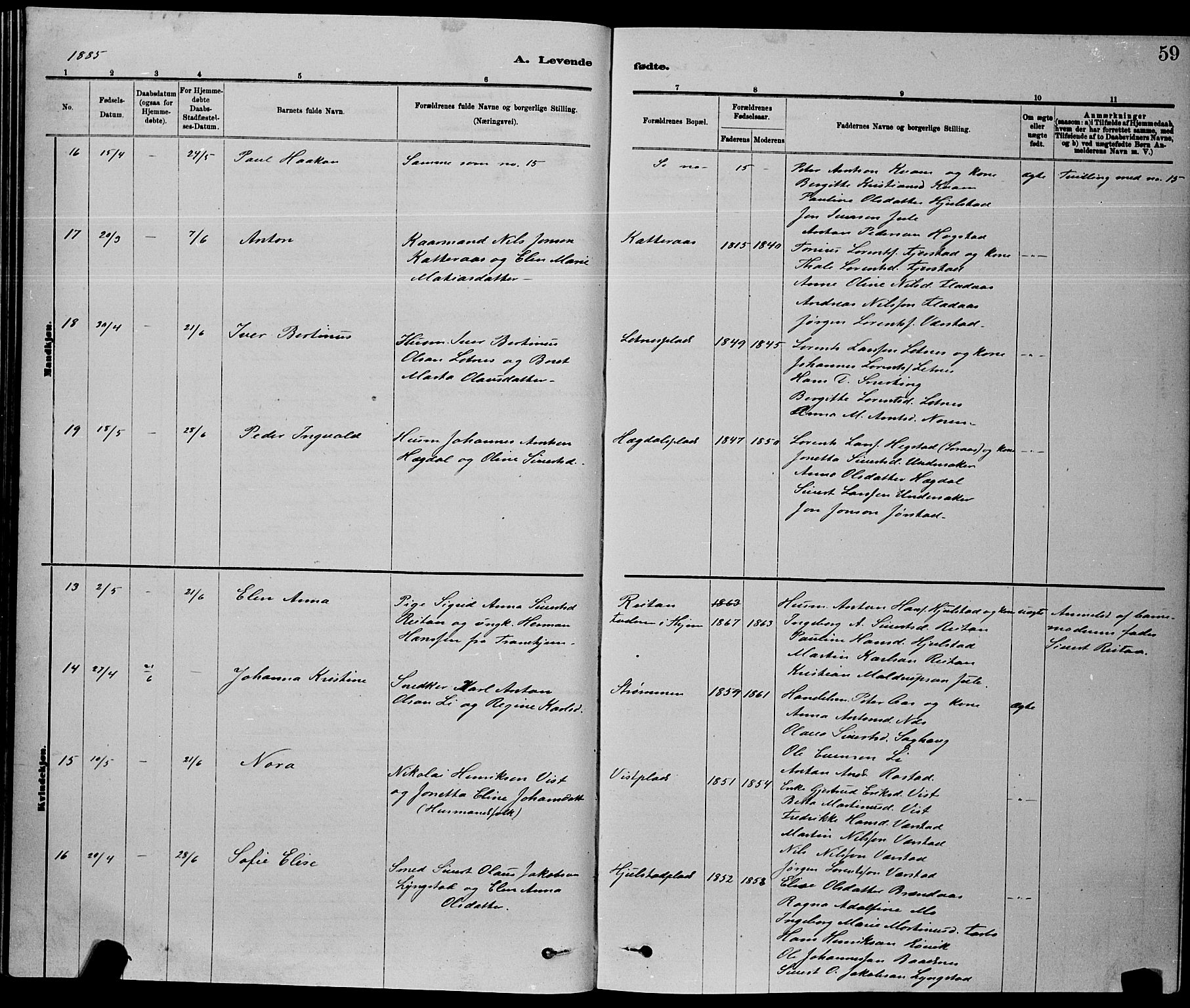 Ministerialprotokoller, klokkerbøker og fødselsregistre - Nord-Trøndelag, AV/SAT-A-1458/730/L0301: Klokkerbok nr. 730C04, 1880-1897, s. 59