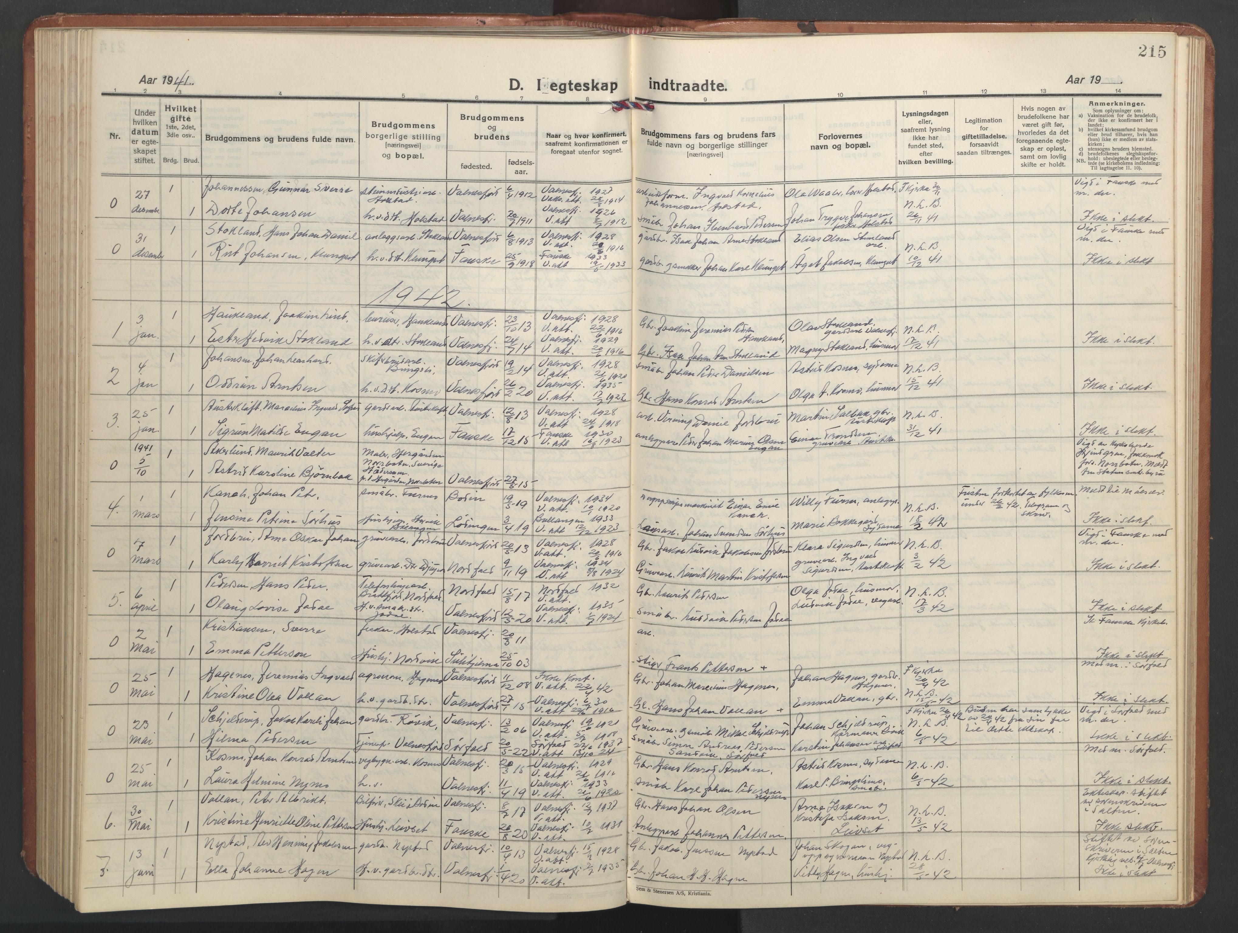 Ministerialprotokoller, klokkerbøker og fødselsregistre - Nordland, AV/SAT-A-1459/851/L0727: Klokkerbok nr. 851C02, 1925-1948, s. 215