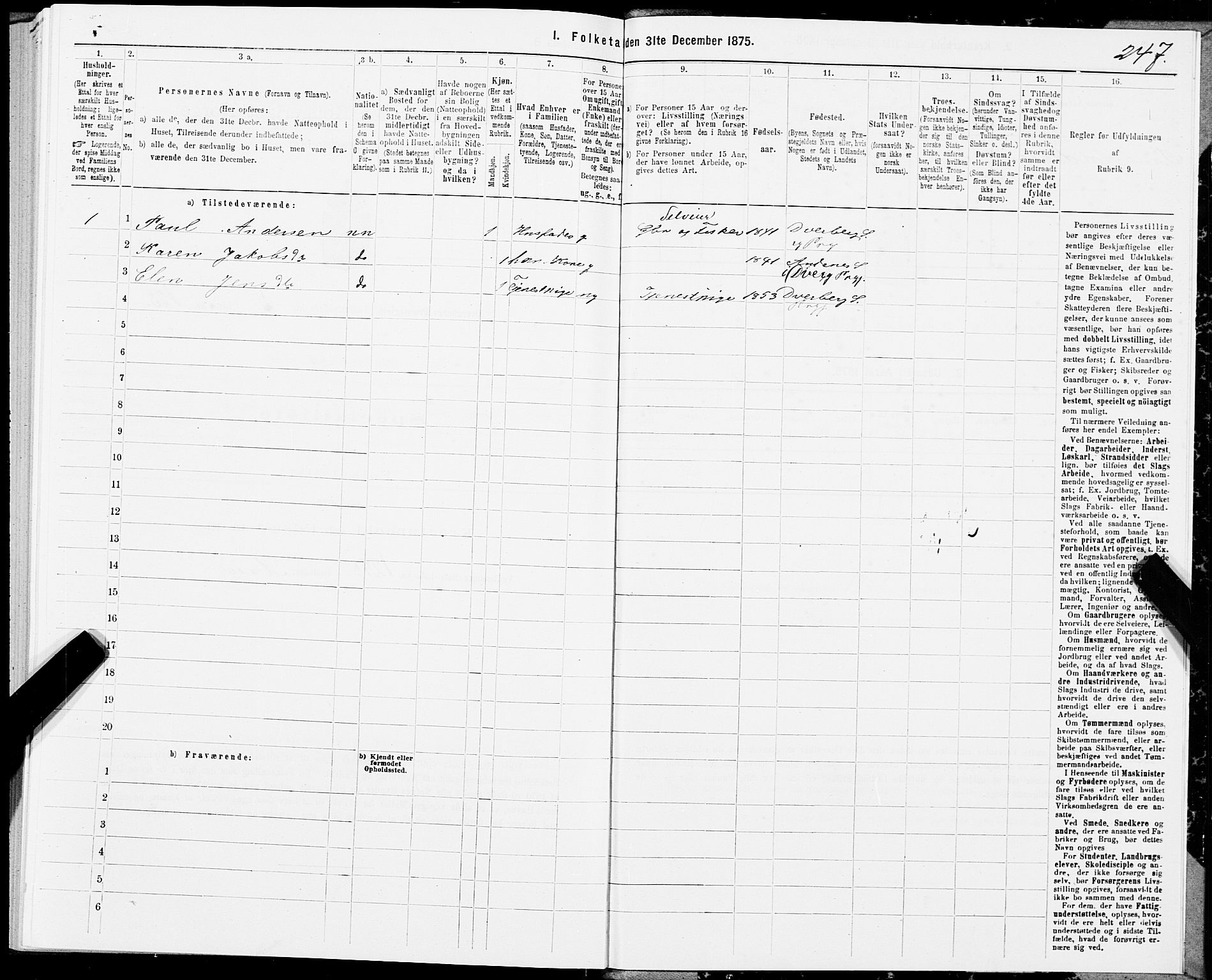 SAT, Folketelling 1875 for 1872P Dverberg prestegjeld, 1875, s. 2247