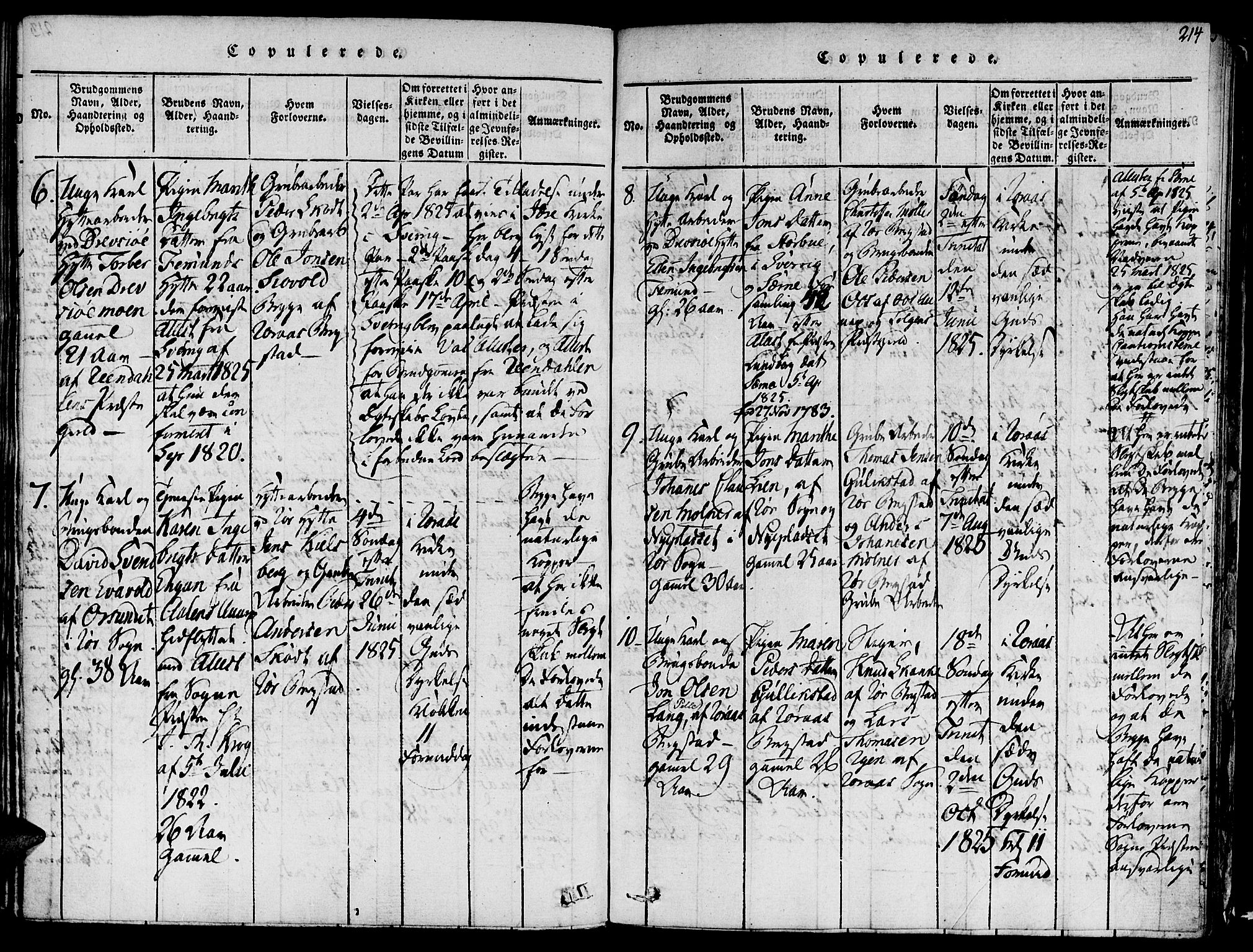 Ministerialprotokoller, klokkerbøker og fødselsregistre - Sør-Trøndelag, SAT/A-1456/681/L0929: Ministerialbok nr. 681A07, 1817-1828, s. 214