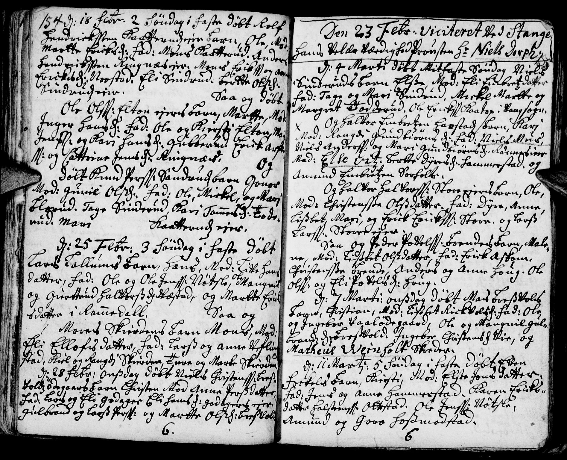 Stange prestekontor, AV/SAH-PREST-002/K/L0002: Ministerialbok nr. 2, 1724-1740, s. 154-155