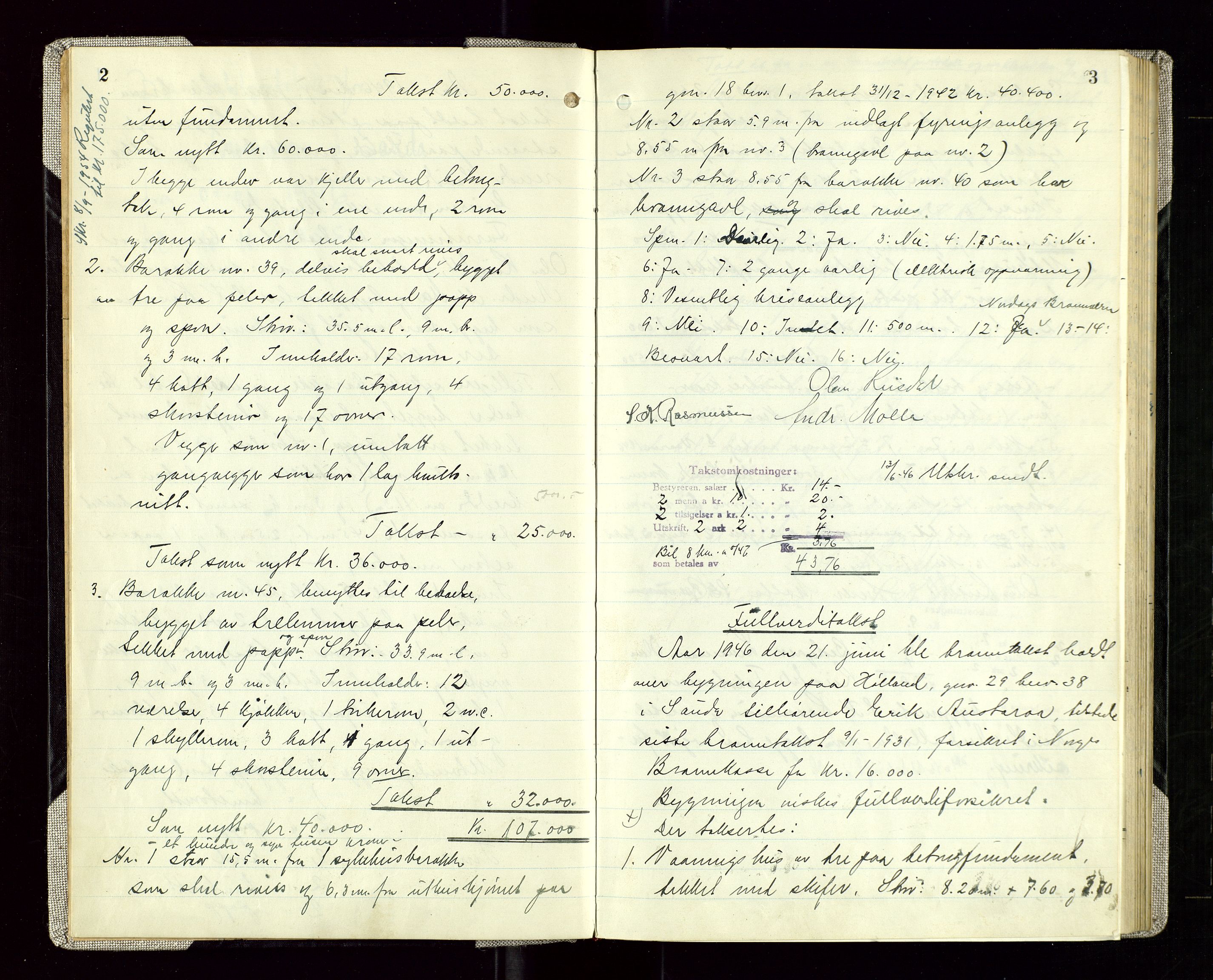 Sauda lensmannskontor, AV/SAST-A-100177/Goa/L0005: "Branntakstprotokoll for Sauda lensmannsdistrikt", 1946-1955, s. 2-3