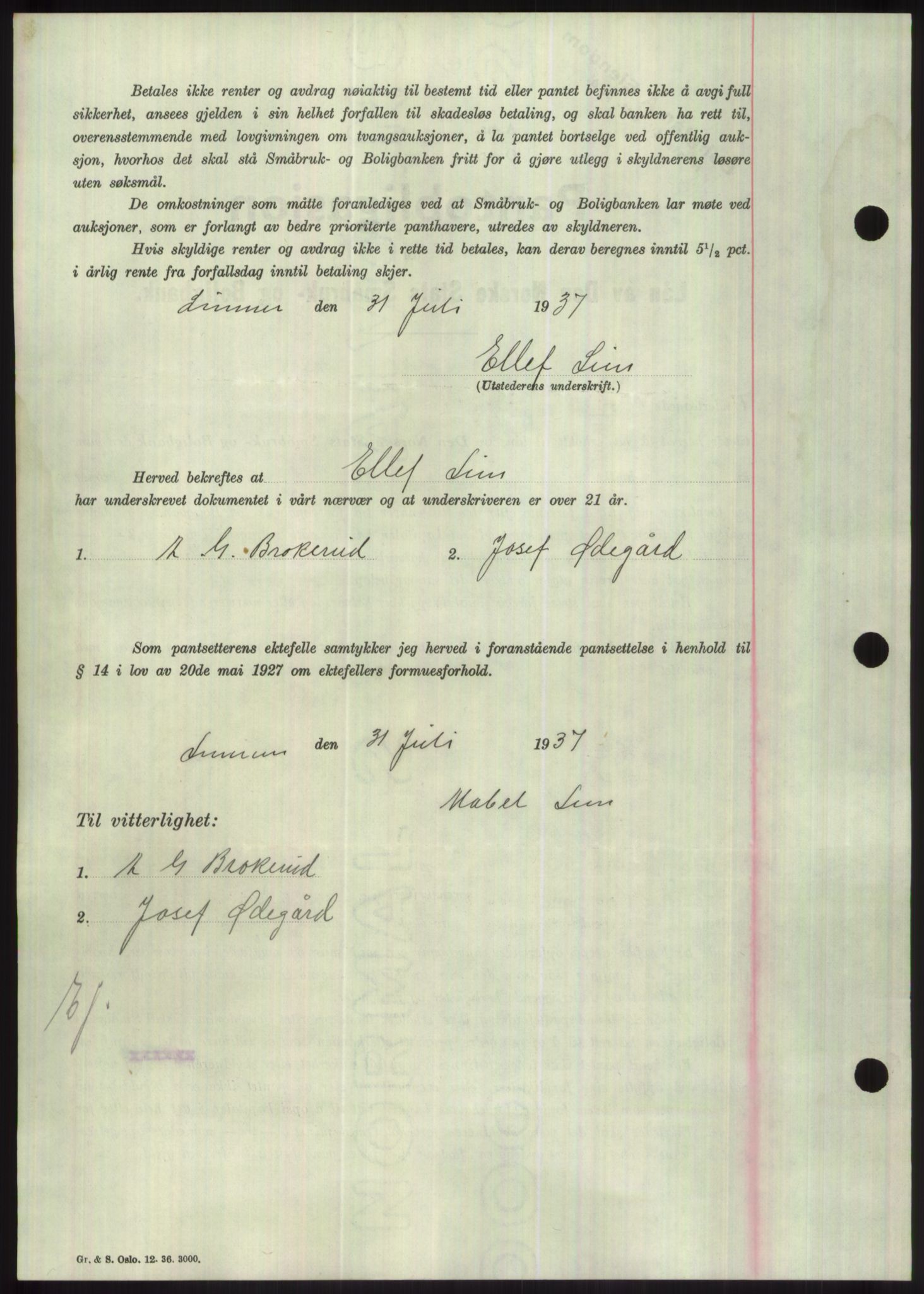 Hadeland og Land tingrett, SAH/TING-010/H/Hb/Hbc/L0002: Pantebok nr. B2, 1936-1937, Dagboknr: 1655/1937