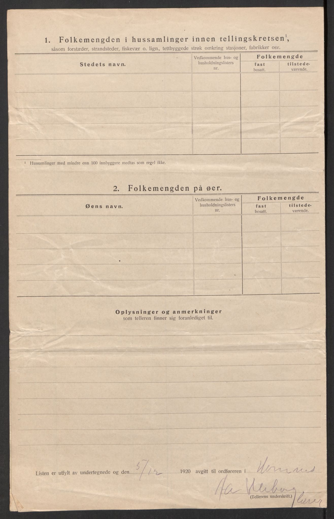 SAK, Folketelling 1920 for 0936 Hornnes herred, 1920, s. 49