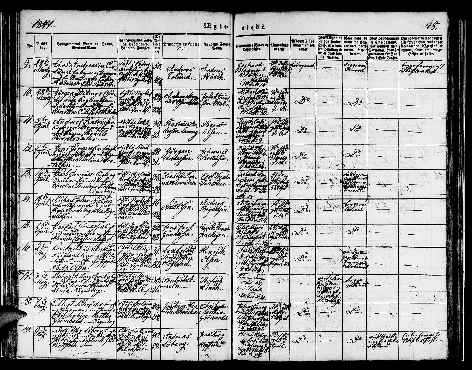 Domkirken sokneprestembete, AV/SAB-A-74801/H/Hab/L0029: Klokkerbok nr. D 1, 1839-1857, s. 48