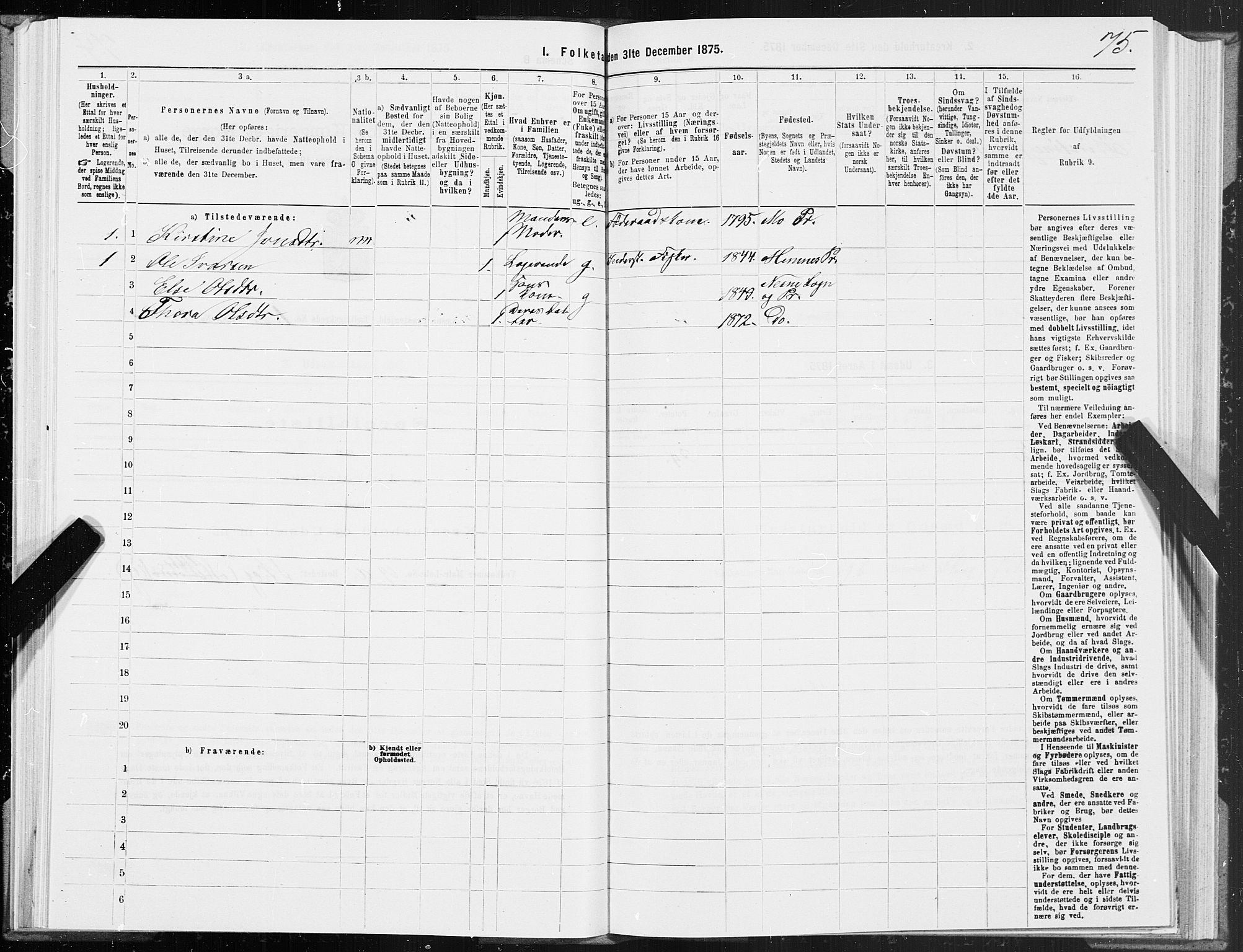 SAT, Folketelling 1875 for 1828P Nesna prestegjeld, 1875, s. 1075