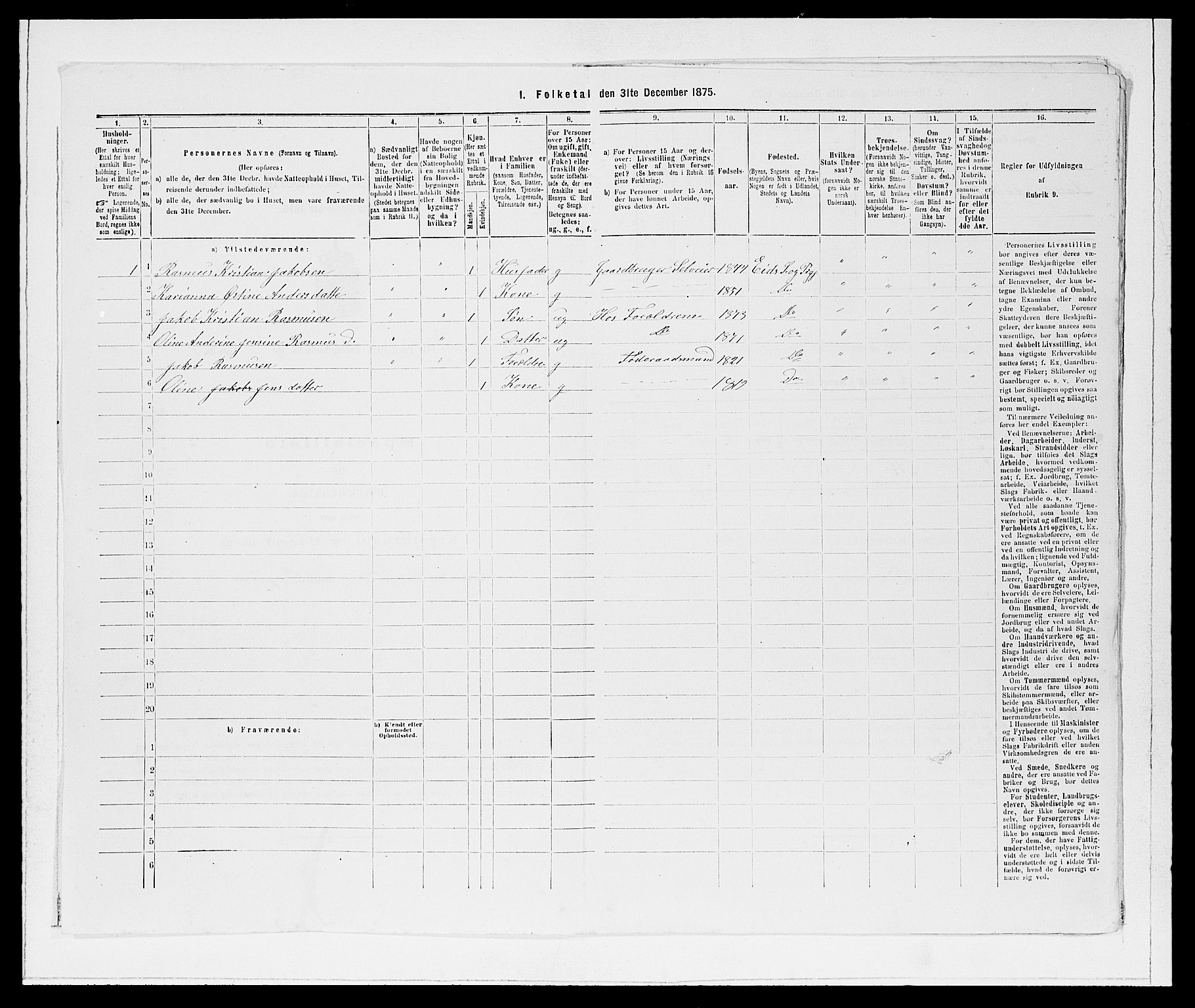 SAB, Folketelling 1875 for 1443P Eid prestegjeld, 1875, s. 351