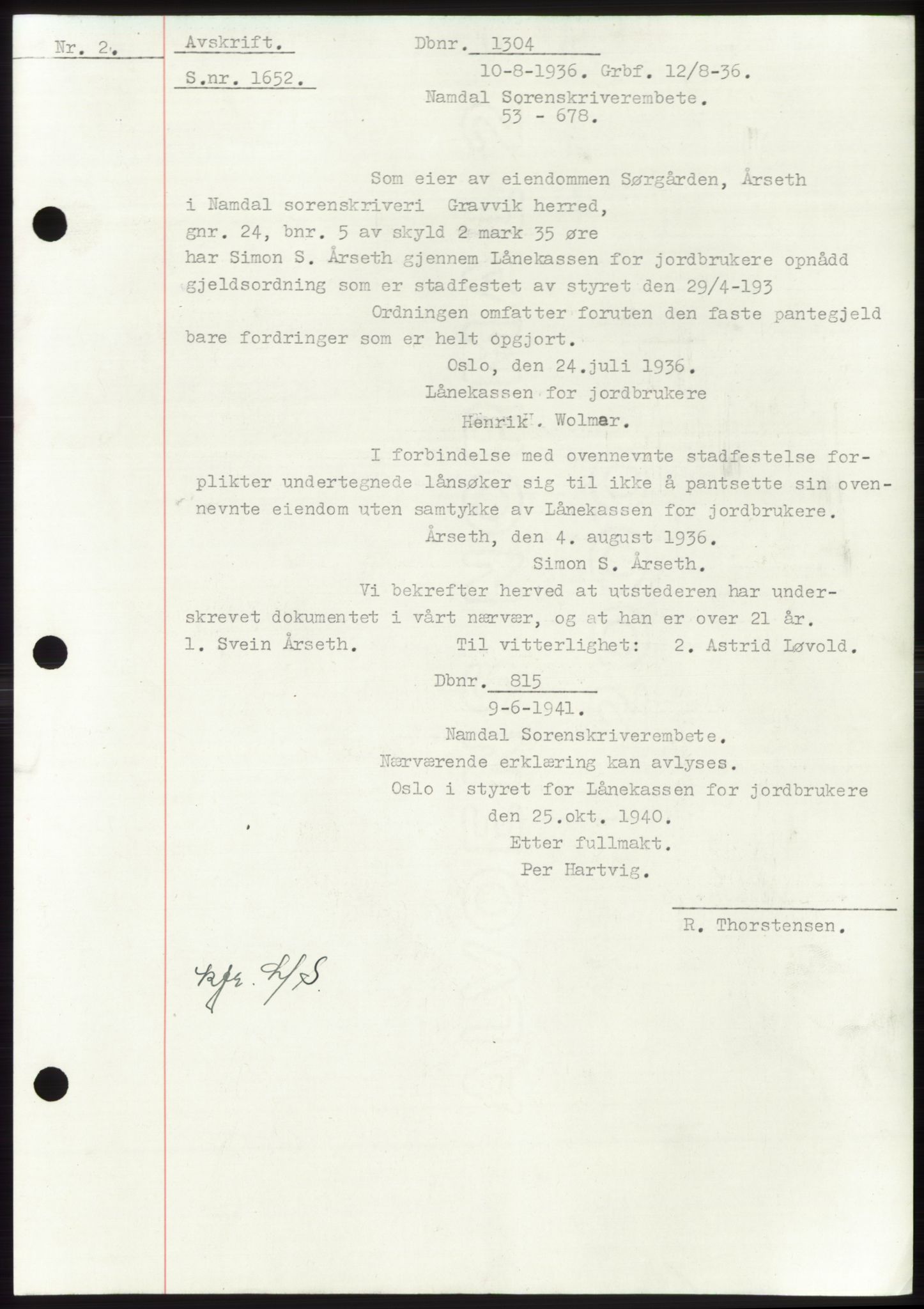 Namdal sorenskriveri, AV/SAT-A-4133/1/2/2C: Pantebok nr. -, 1935-1936, Tingl.dato: 12.08.1936