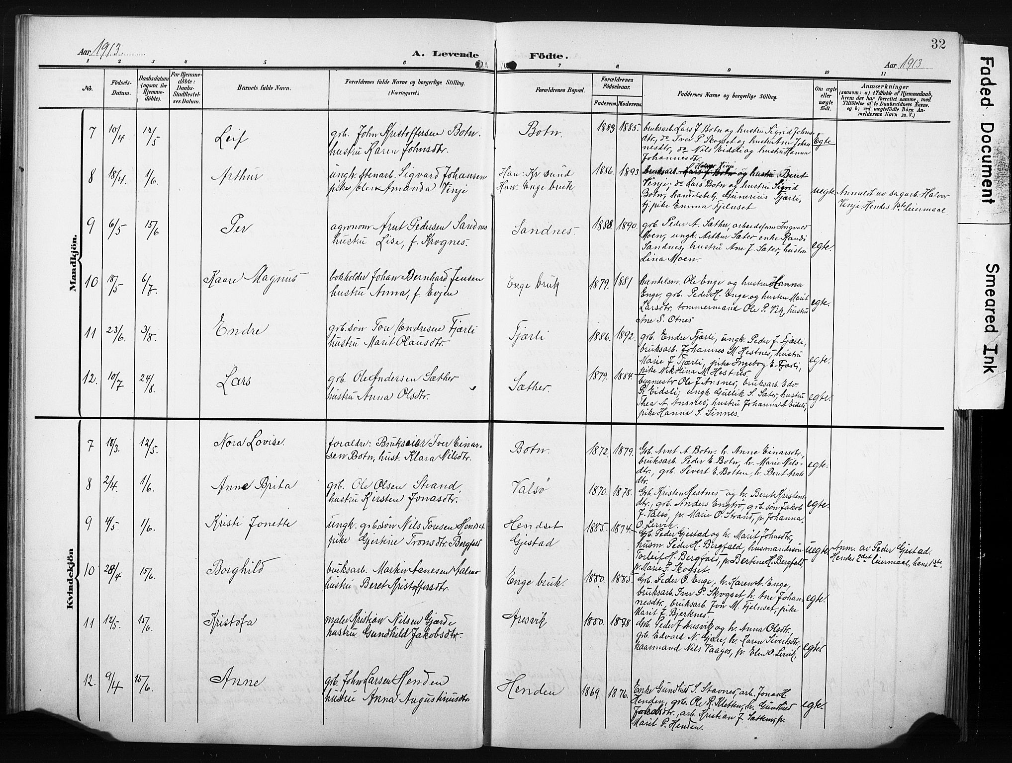 Ministerialprotokoller, klokkerbøker og fødselsregistre - Møre og Romsdal, AV/SAT-A-1454/580/L0927: Klokkerbok nr. 580C02, 1904-1932, s. 32