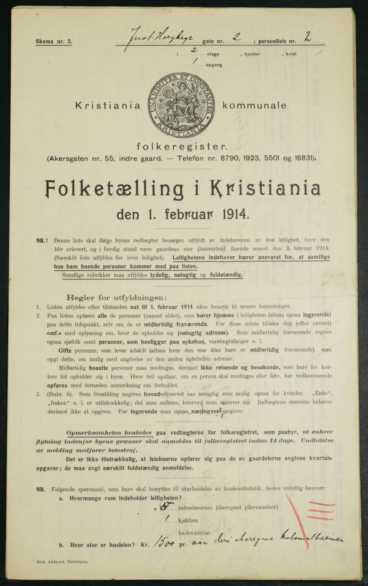 OBA, Kommunal folketelling 1.2.1914 for Kristiania, 1914, s. 47597