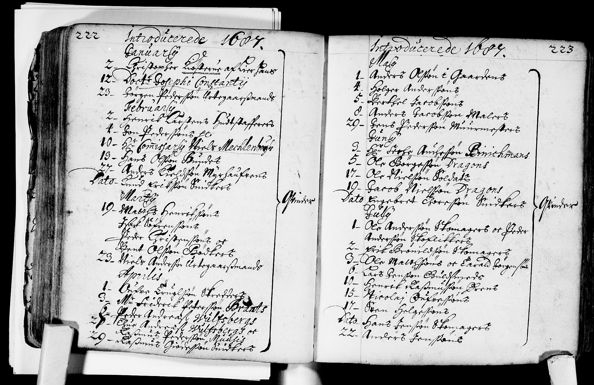 Bragernes kirkebøker, SAKO/A-6/F/Fa/L0002: Ministerialbok nr. I 2, 1680-1705, s. 222-223