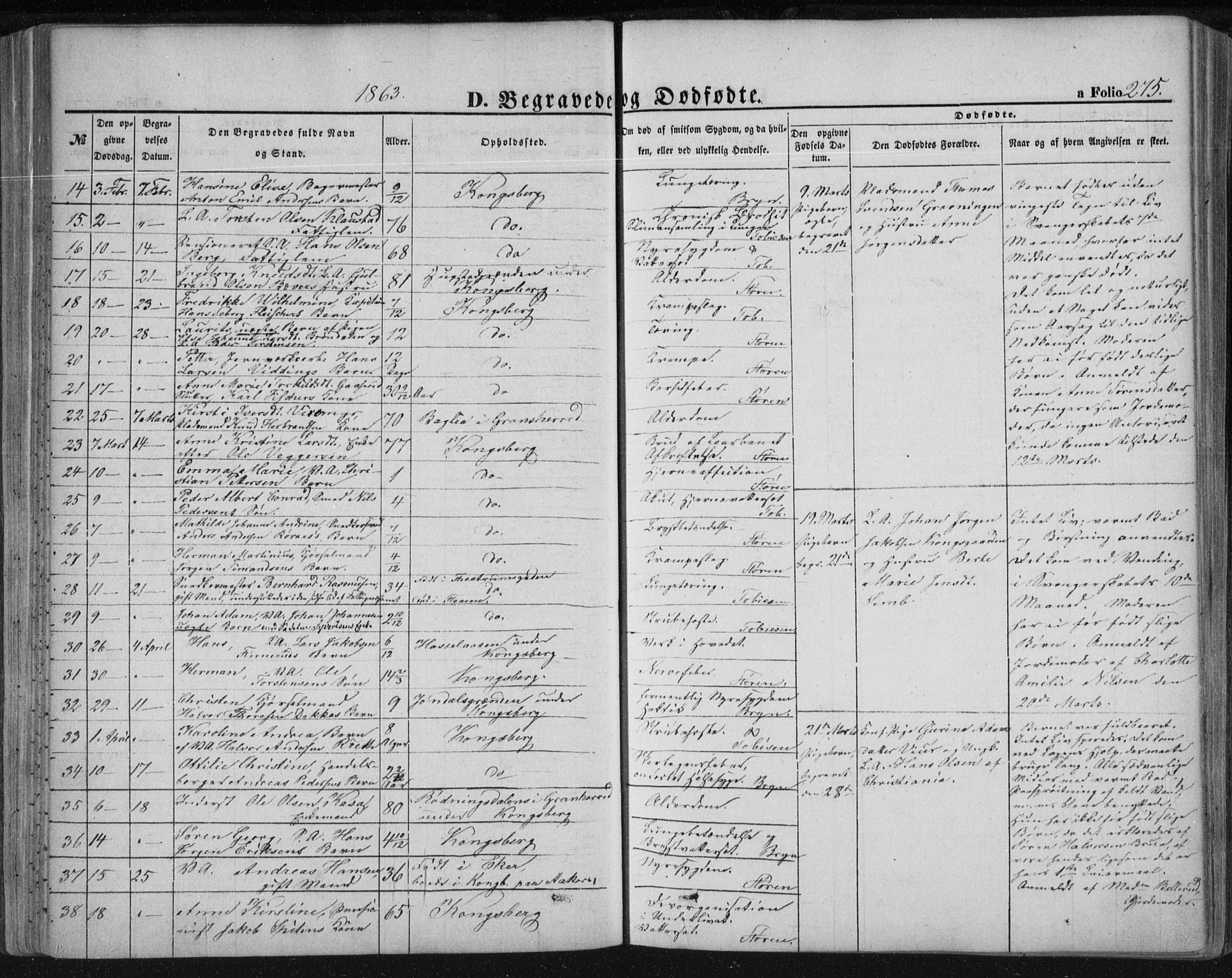 Kongsberg kirkebøker, AV/SAKO-A-22/F/Fa/L0010: Ministerialbok nr. I 10, 1859-1875, s. 275