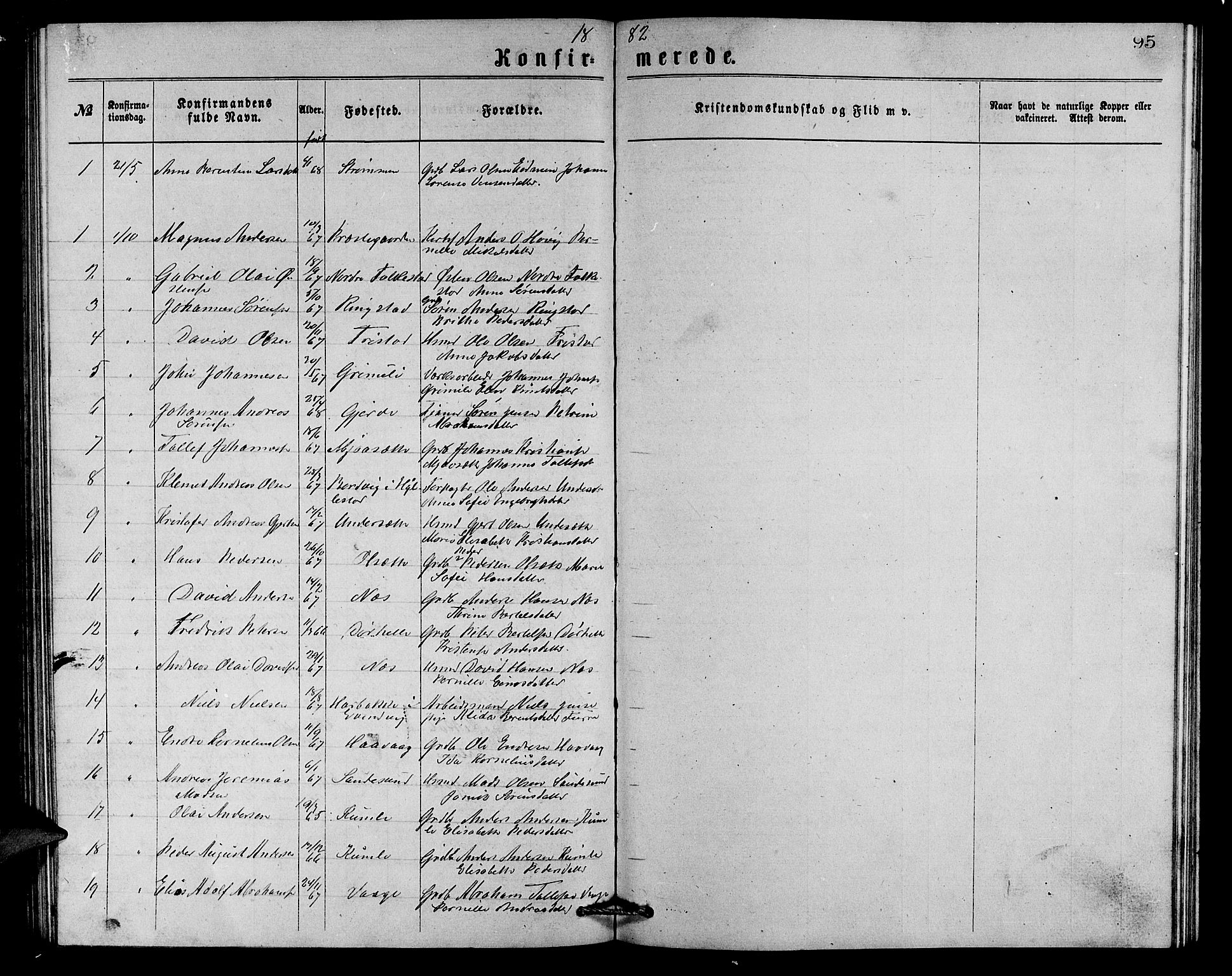 Askvoll sokneprestembete, AV/SAB-A-79501/H/Hab/Haba/L0002: Klokkerbok nr. A 2, 1873-1885, s. 95