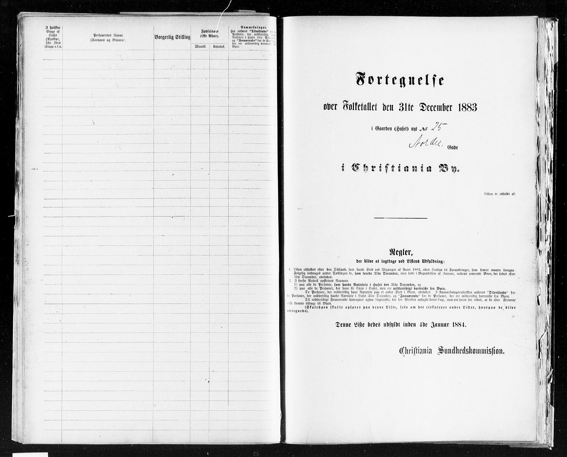 OBA, Kommunal folketelling 31.12.1883 for Kristiania kjøpstad, 1883, s. 3085