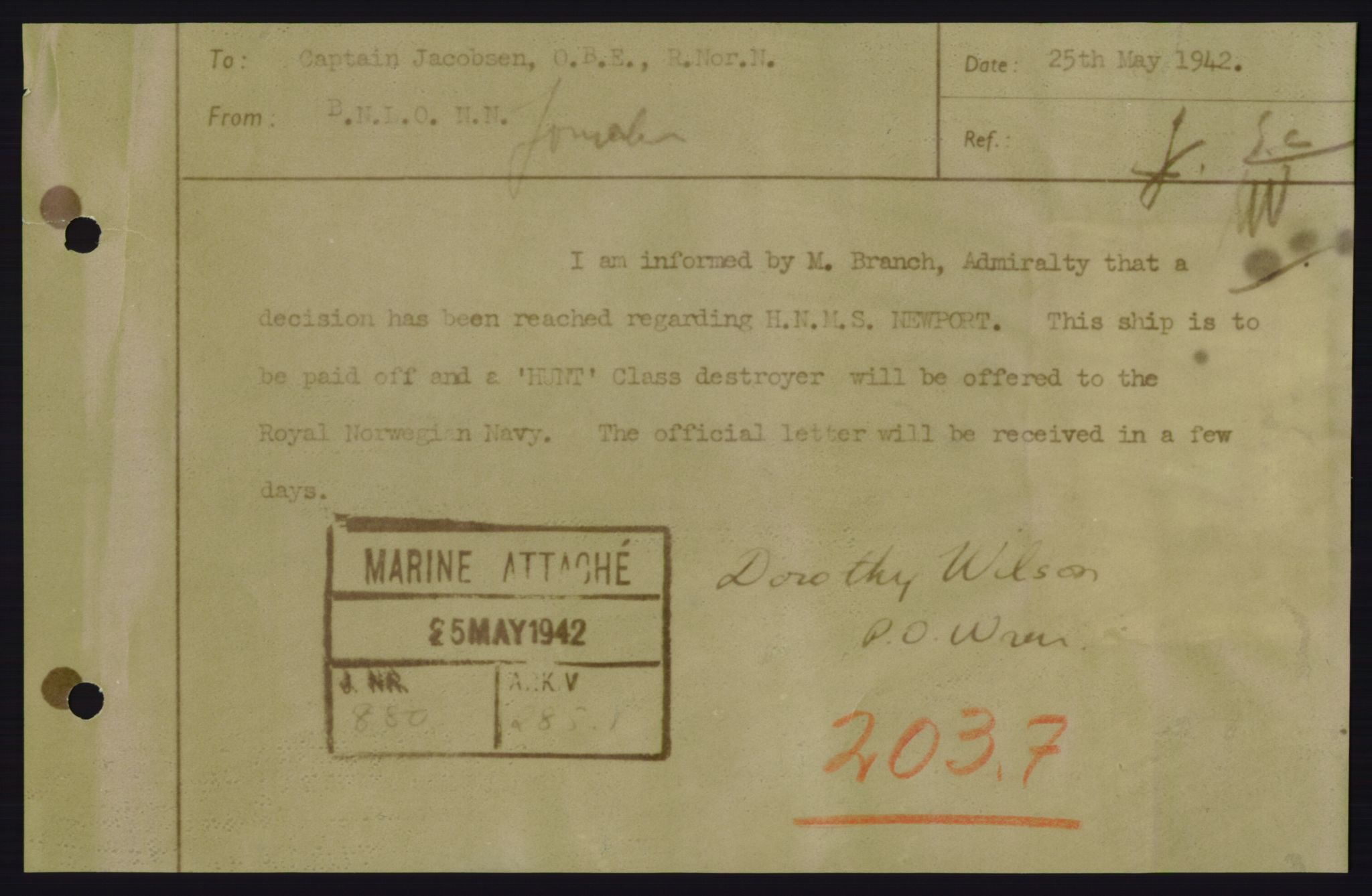 Forsvaret, Sjøforsvarets overkommando, RA/RAFA-2035/D/Dc/L0194: --, 1941-1944, s. 375