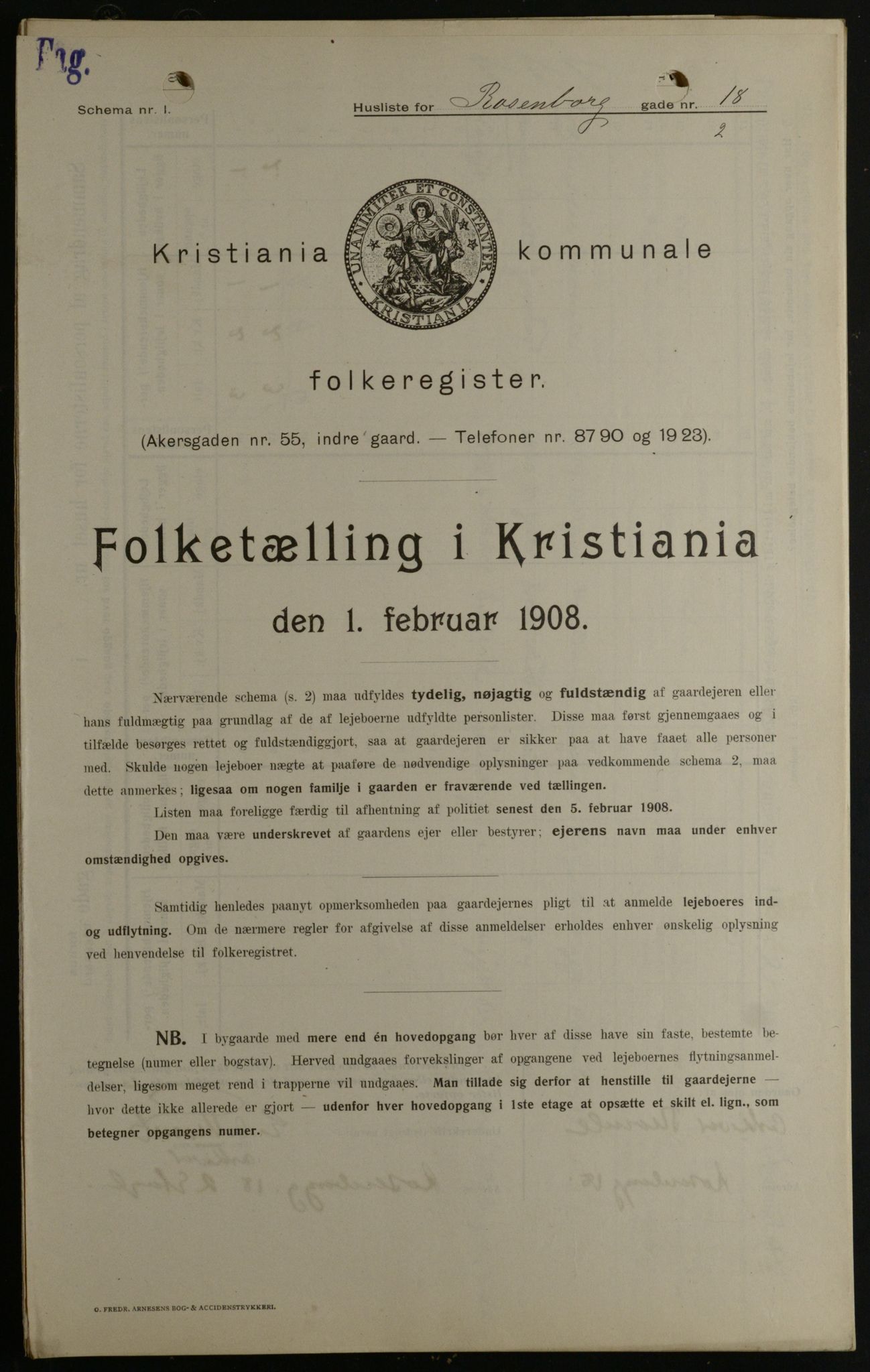 OBA, Kommunal folketelling 1.2.1908 for Kristiania kjøpstad, 1908, s. 75152
