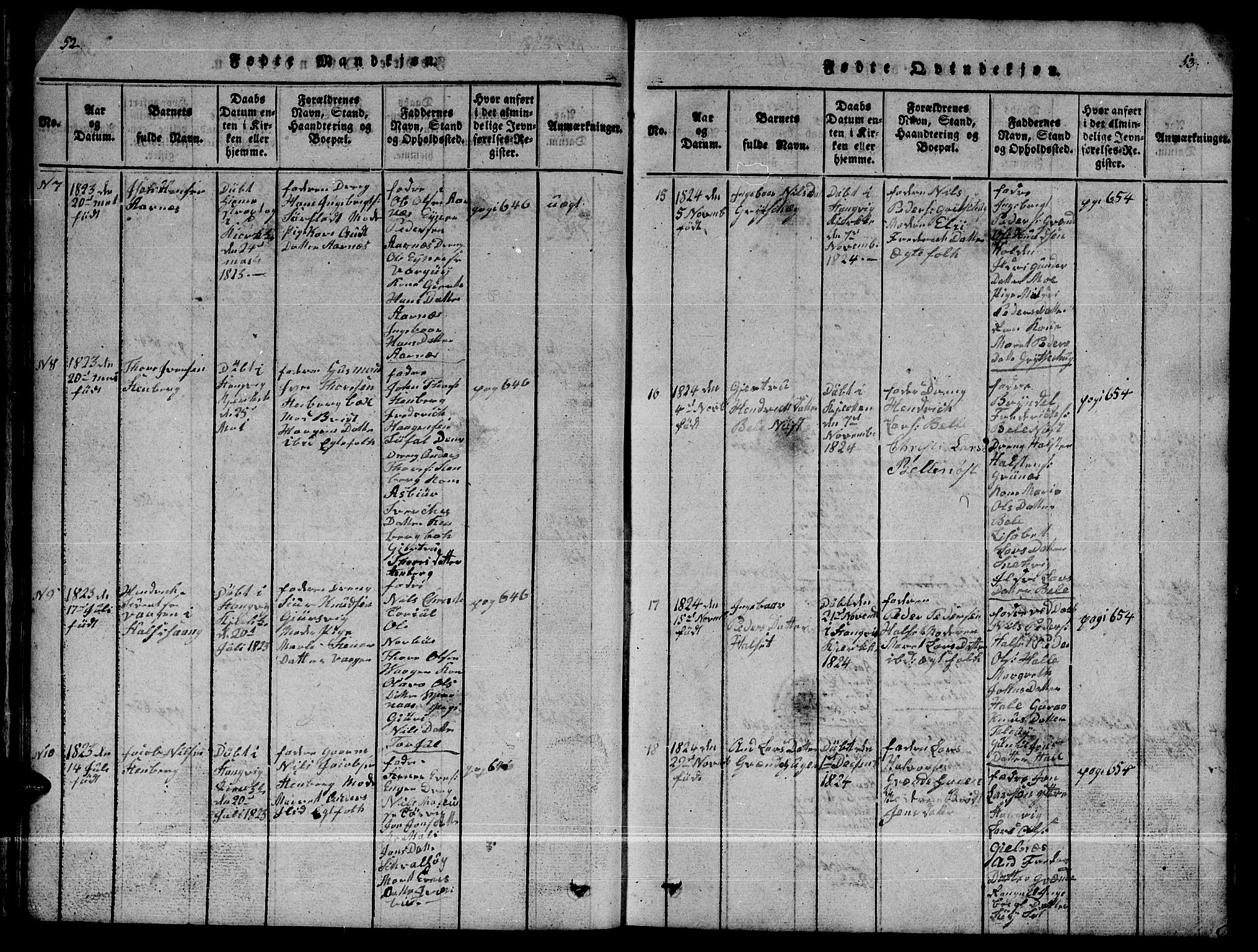 Ministerialprotokoller, klokkerbøker og fødselsregistre - Møre og Romsdal, AV/SAT-A-1454/592/L1031: Klokkerbok nr. 592C01, 1820-1833, s. 52-53