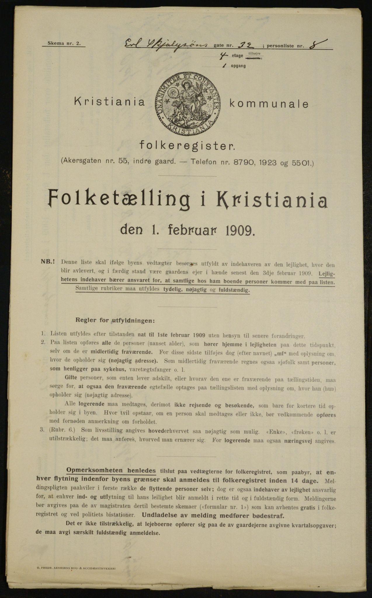 OBA, Kommunal folketelling 1.2.1909 for Kristiania kjøpstad, 1909, s. 20158