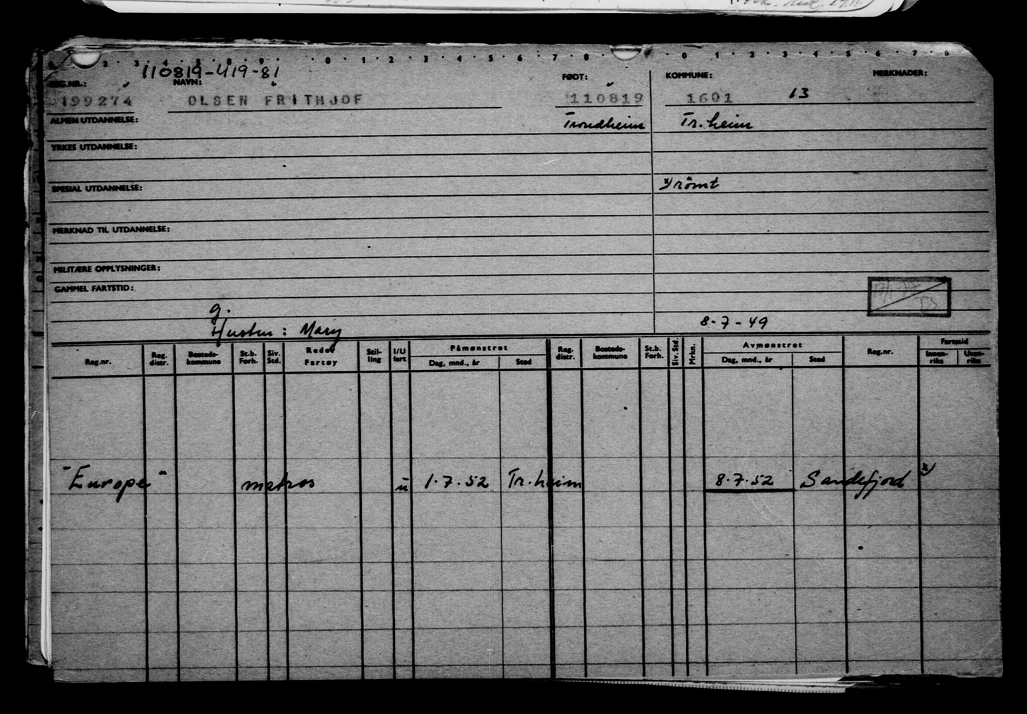 Direktoratet for sjømenn, AV/RA-S-3545/G/Gb/L0171: Hovedkort, 1919, s. 25