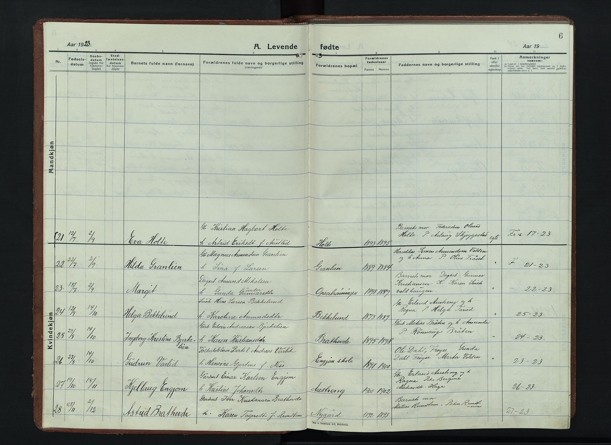 Østre Gausdal prestekontor, AV/SAH-PREST-092/H/Ha/Hab/L0006: Klokkerbok nr. 6, 1922-1945, s. 6
