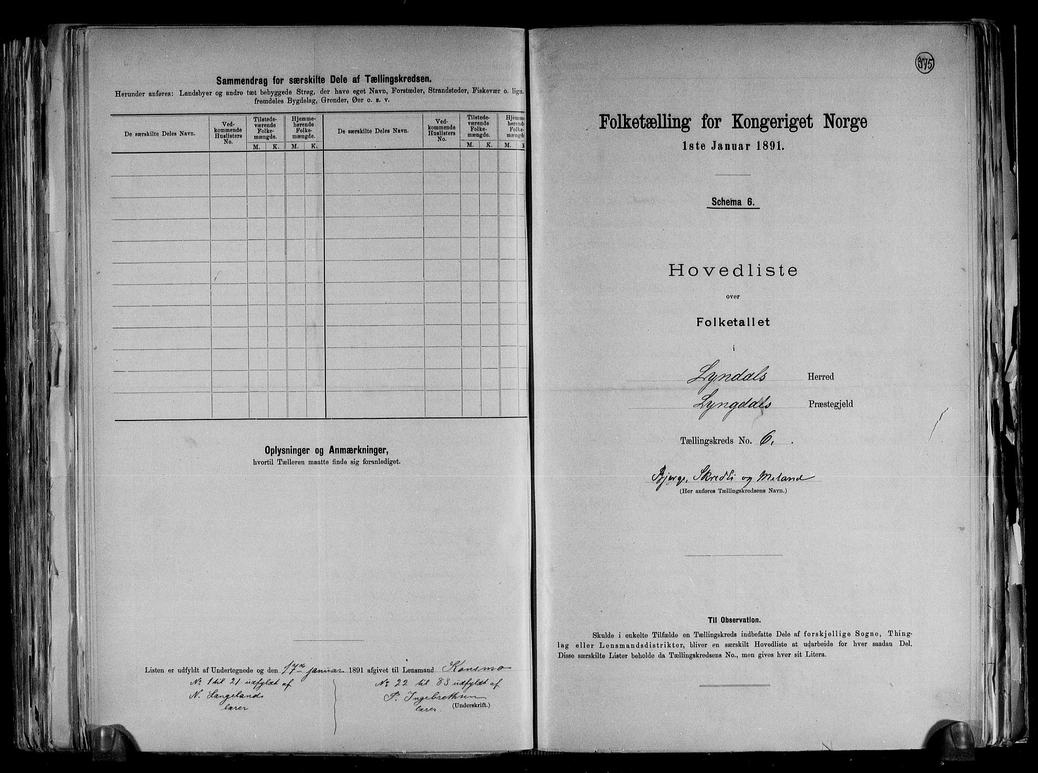 RA, Folketelling 1891 for 1032 Lyngdal herred, 1891, s. 17