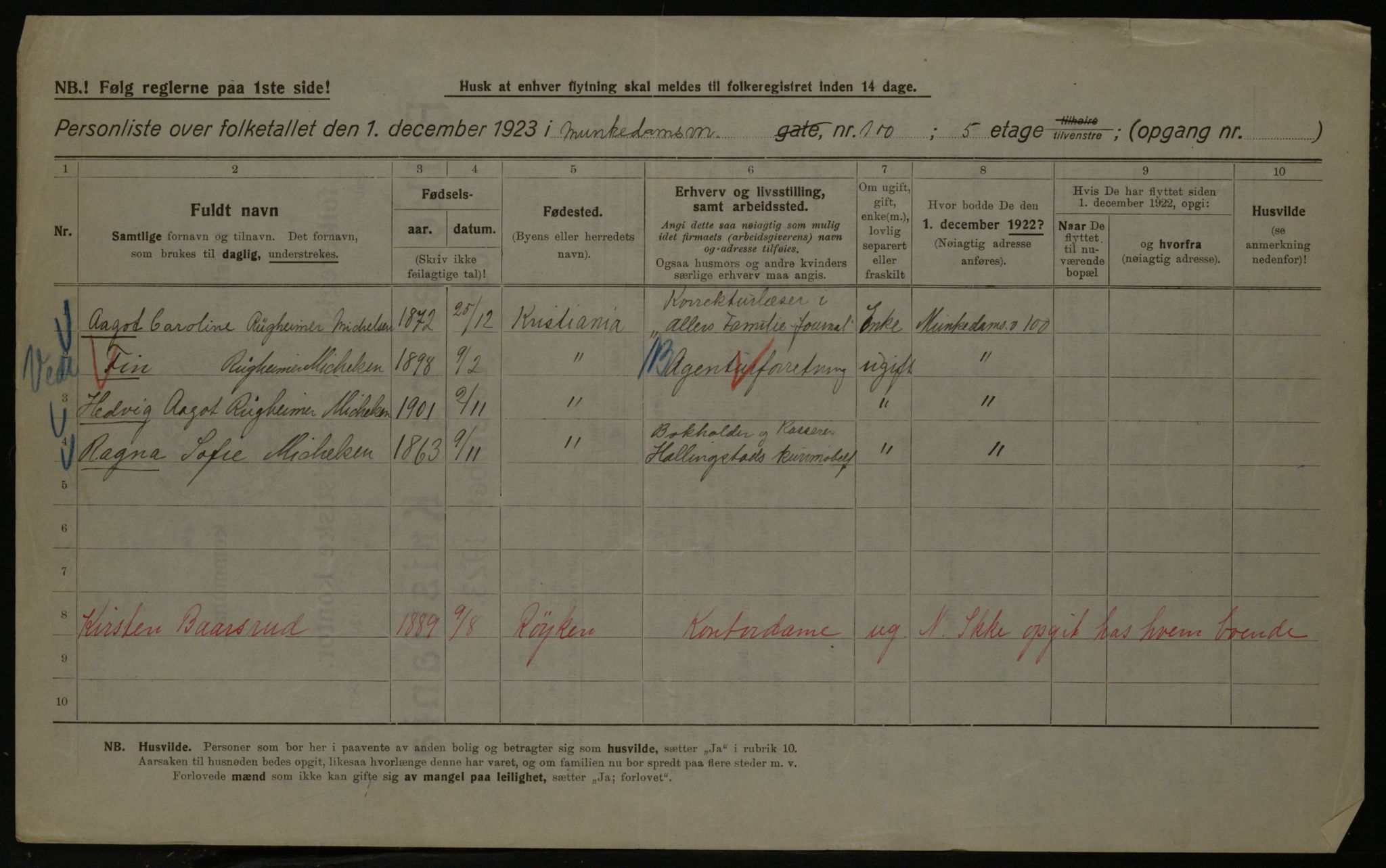 OBA, Kommunal folketelling 1.12.1923 for Kristiania, 1923, s. 74875