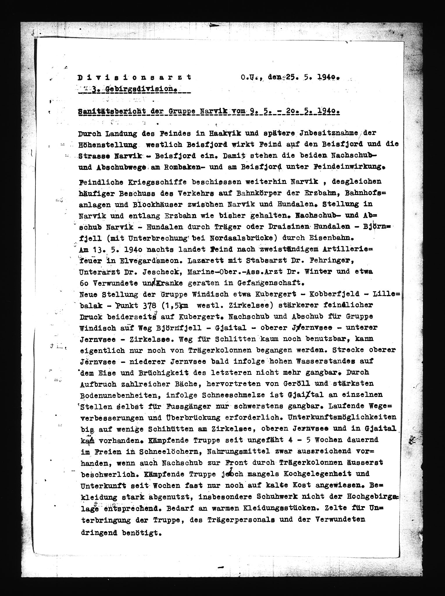 Documents Section, AV/RA-RAFA-2200/V/L0086: Amerikansk mikrofilm "Captured German Documents".
Box No. 725.  FKA jnr. 601/1954., 1940, s. 394