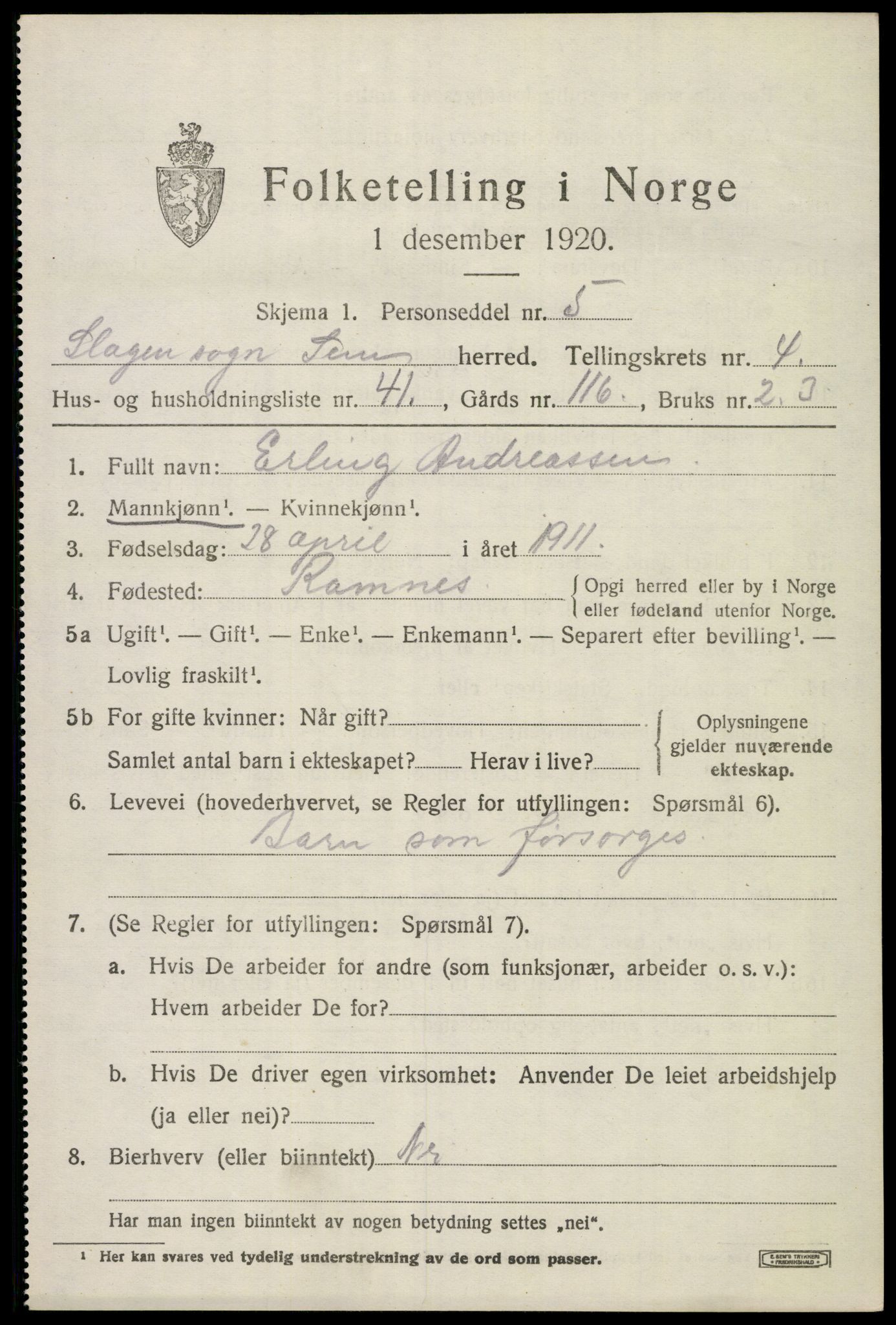 SAKO, Folketelling 1920 for 0721 Sem herred, 1920, s. 7519