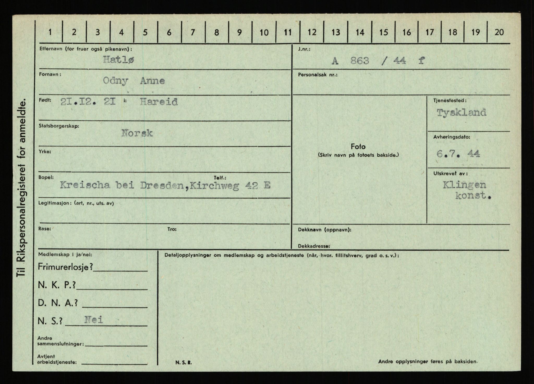 Statspolitiet - Hovedkontoret / Osloavdelingen, AV/RA-S-1329/C/Ca/L0006: Hanche - Hokstvedt, 1943-1945, s. 2072