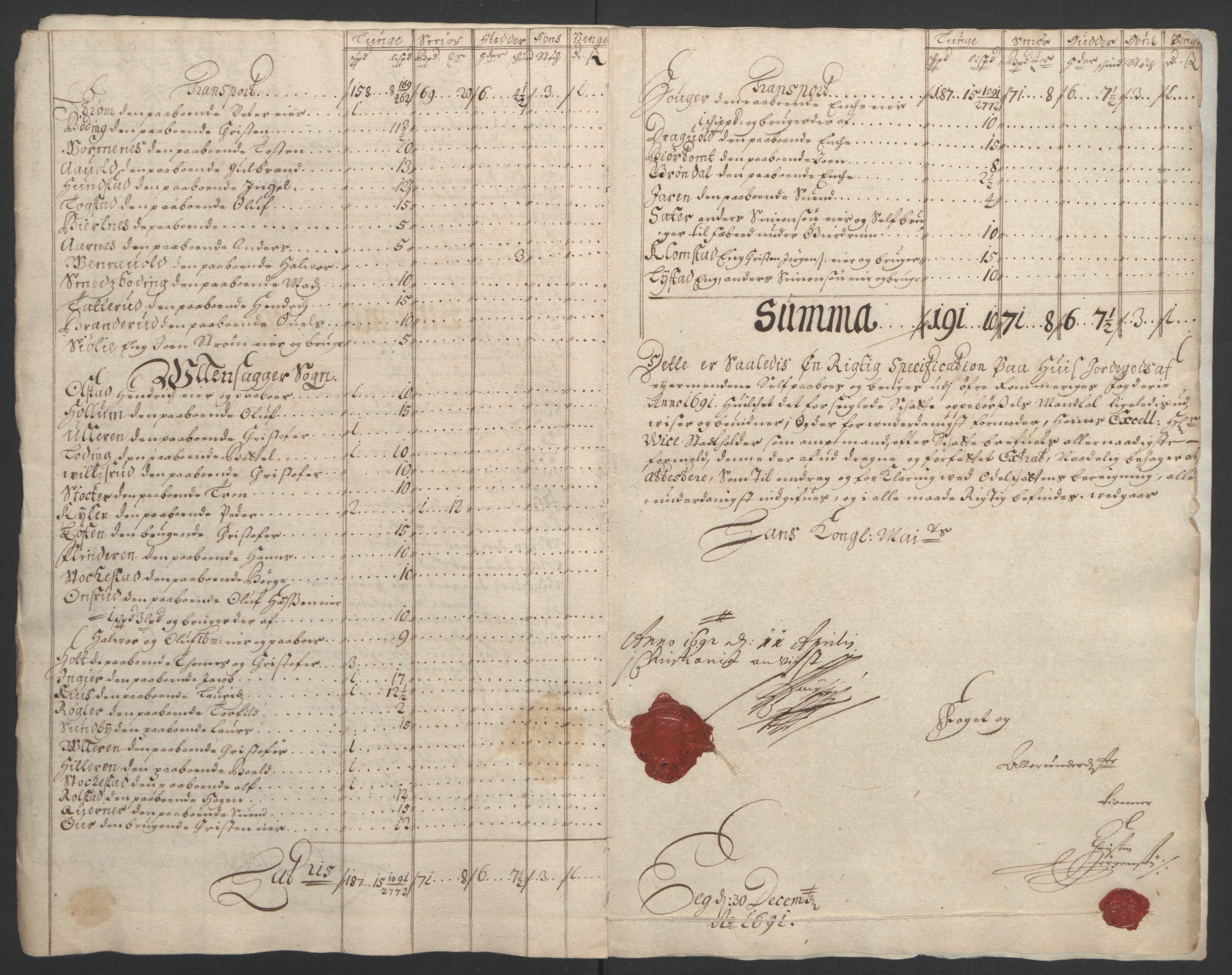 Rentekammeret inntil 1814, Reviderte regnskaper, Fogderegnskap, AV/RA-EA-4092/R12/L0703: Fogderegnskap Øvre Romerike, 1691, s. 205